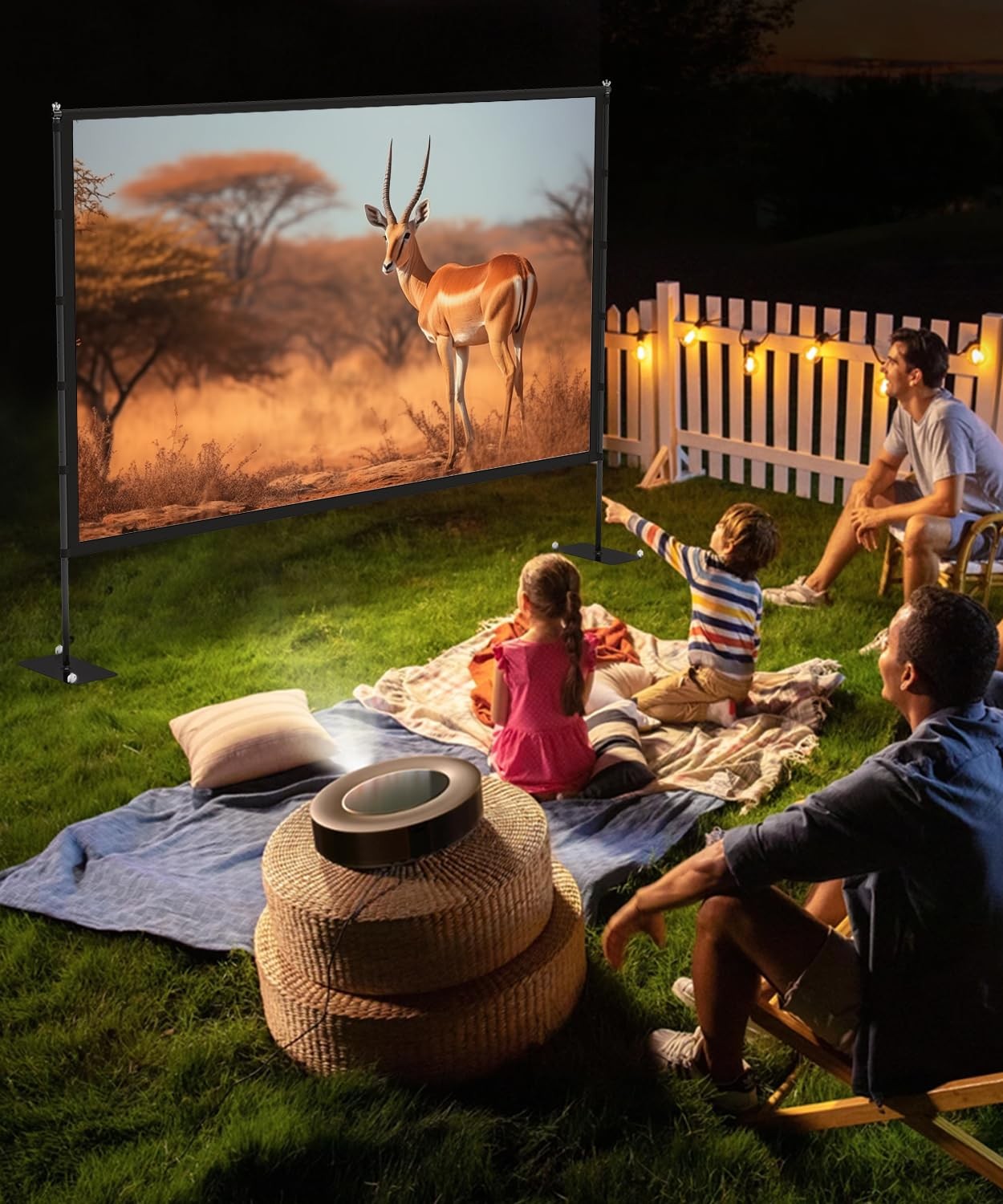 Projector Screen with Stand - 100 Inch Outdoor Projector Screen Portable Proj...