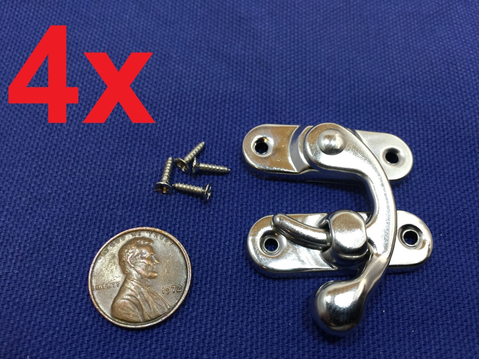 4 Sets Silver Tone Metal Hook Box Latches Clasp Box Lock Purse Lock 4 Holes c10