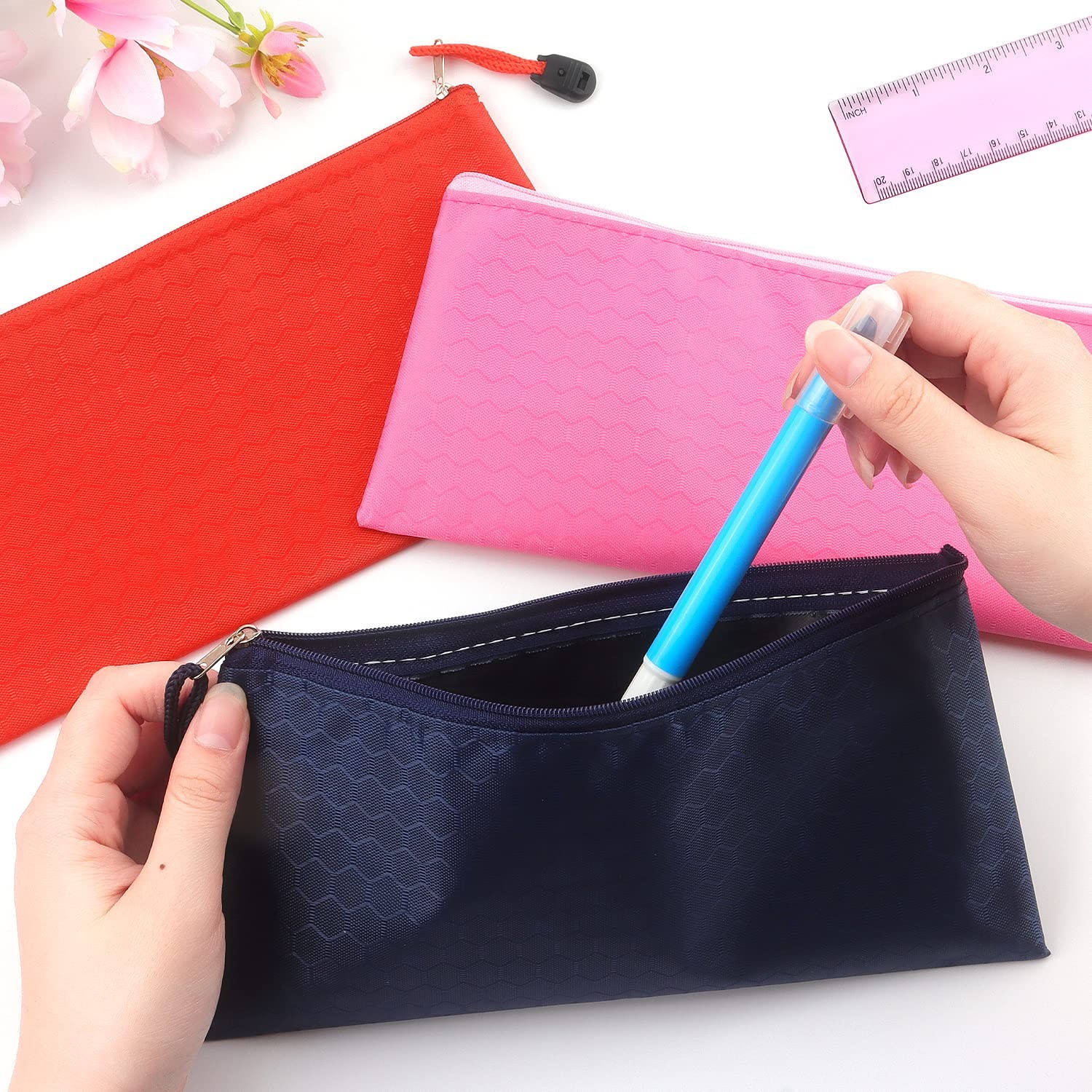 12 Pack Zipper Pouch, Bulk Waterproof Pouch Cases, Multi-Purpose Organizer Ba...