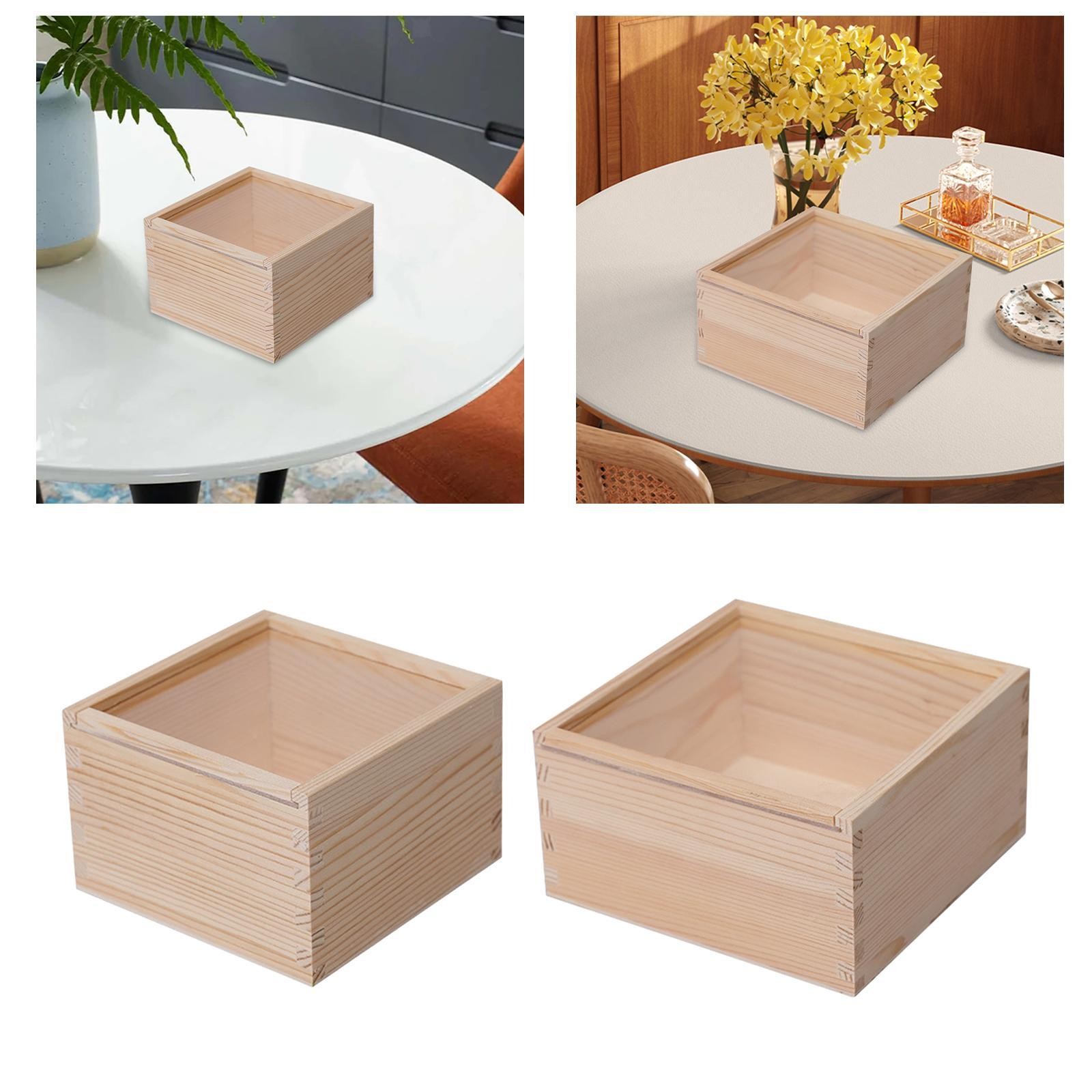 Wooden Box Jewelry Storage Organizer Decorative Multifunctional Unfinished Wood