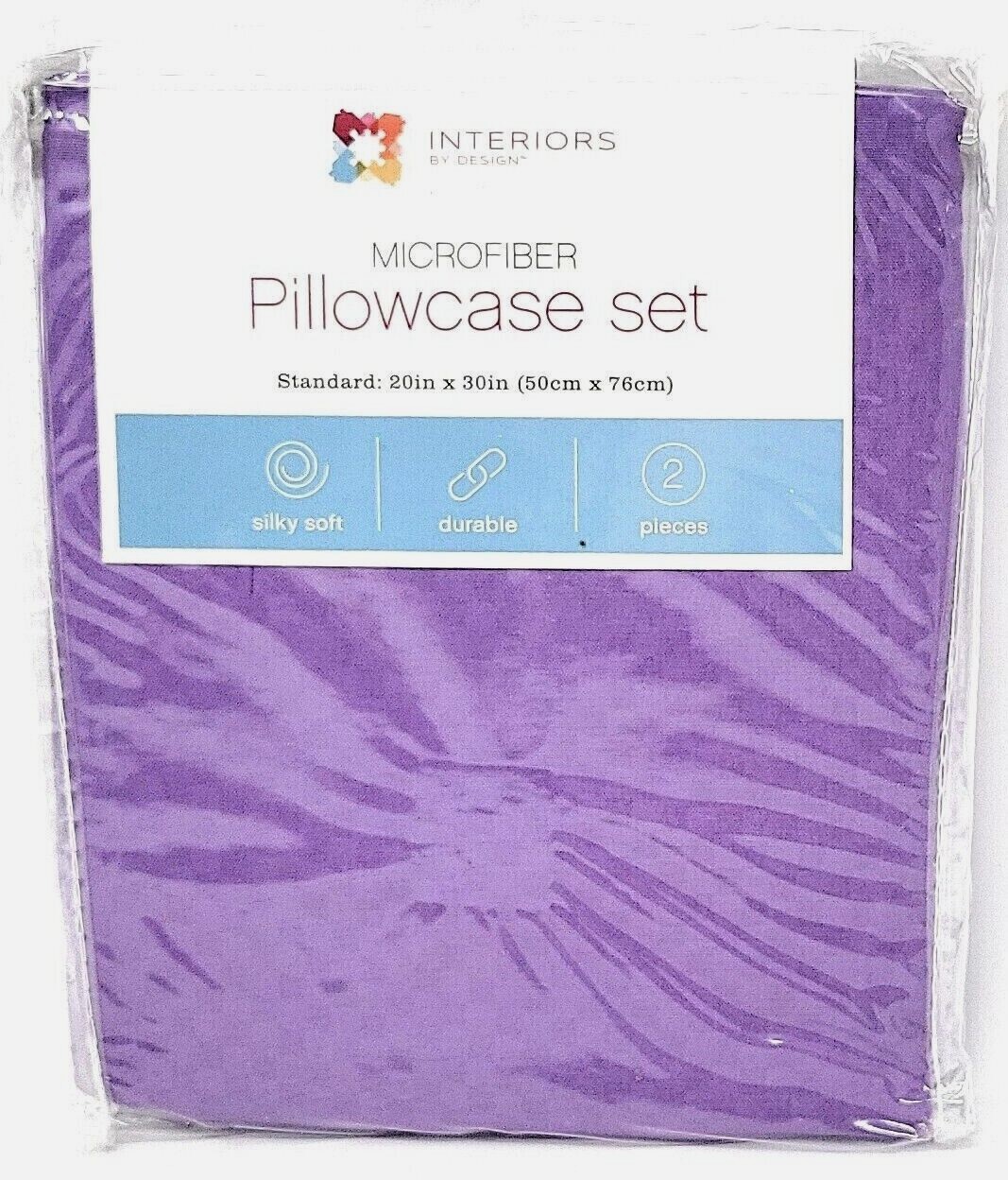 Interiors by Design, 2 Pack Standard Lavender Pillowcase Set, Microfiber, New