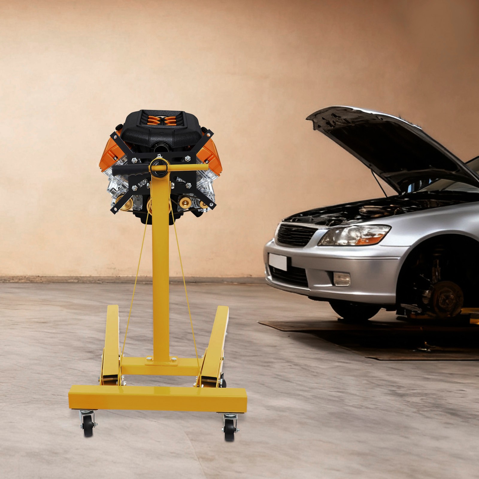 Engine Stand 2000 lbs Motor Hoist Dolly 360 Degree Adjustable Mounting Head