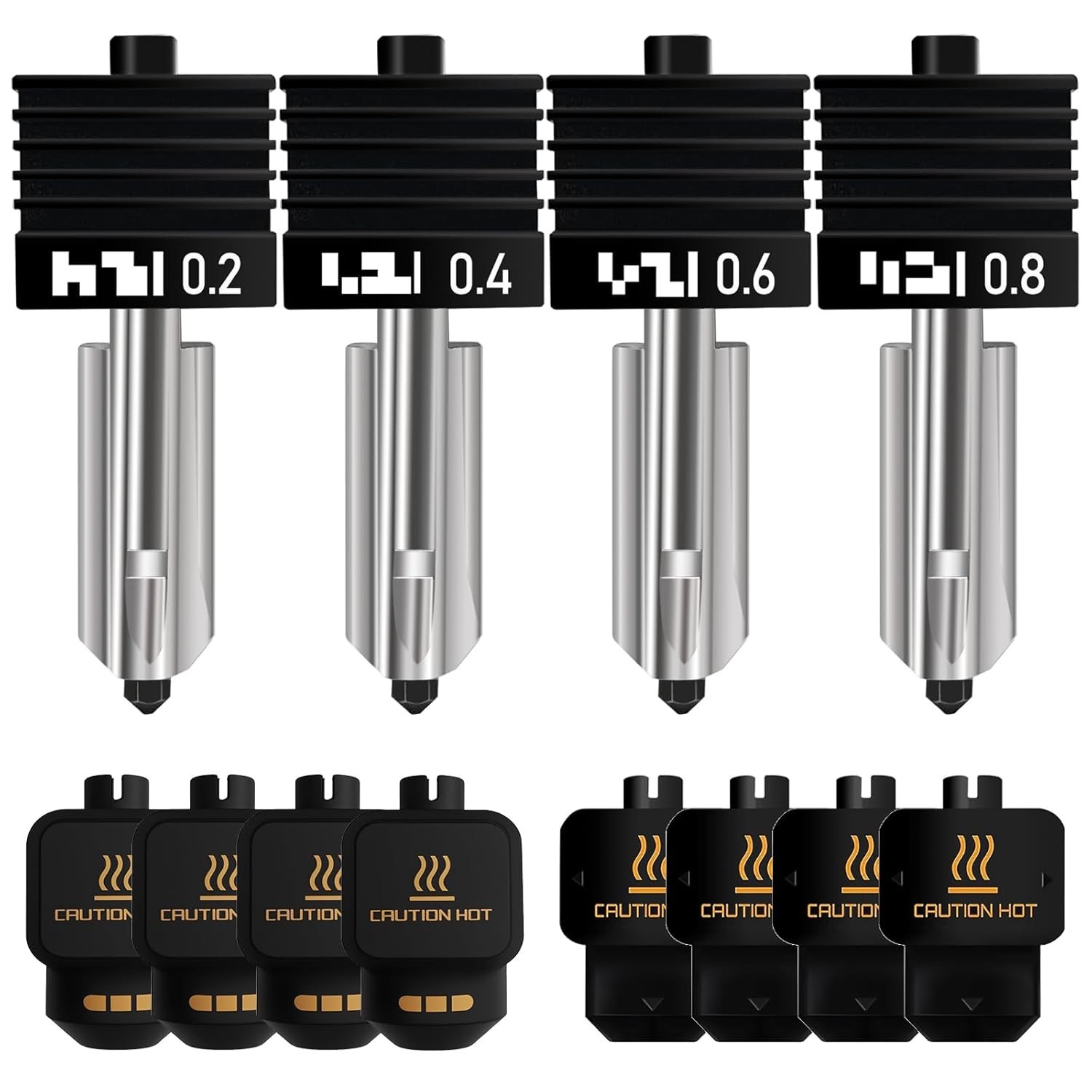 4PCS Hotend Nozzles for Bambu Lab P2S/H2S/H2D/A1 - Quick Swap Extruder Set