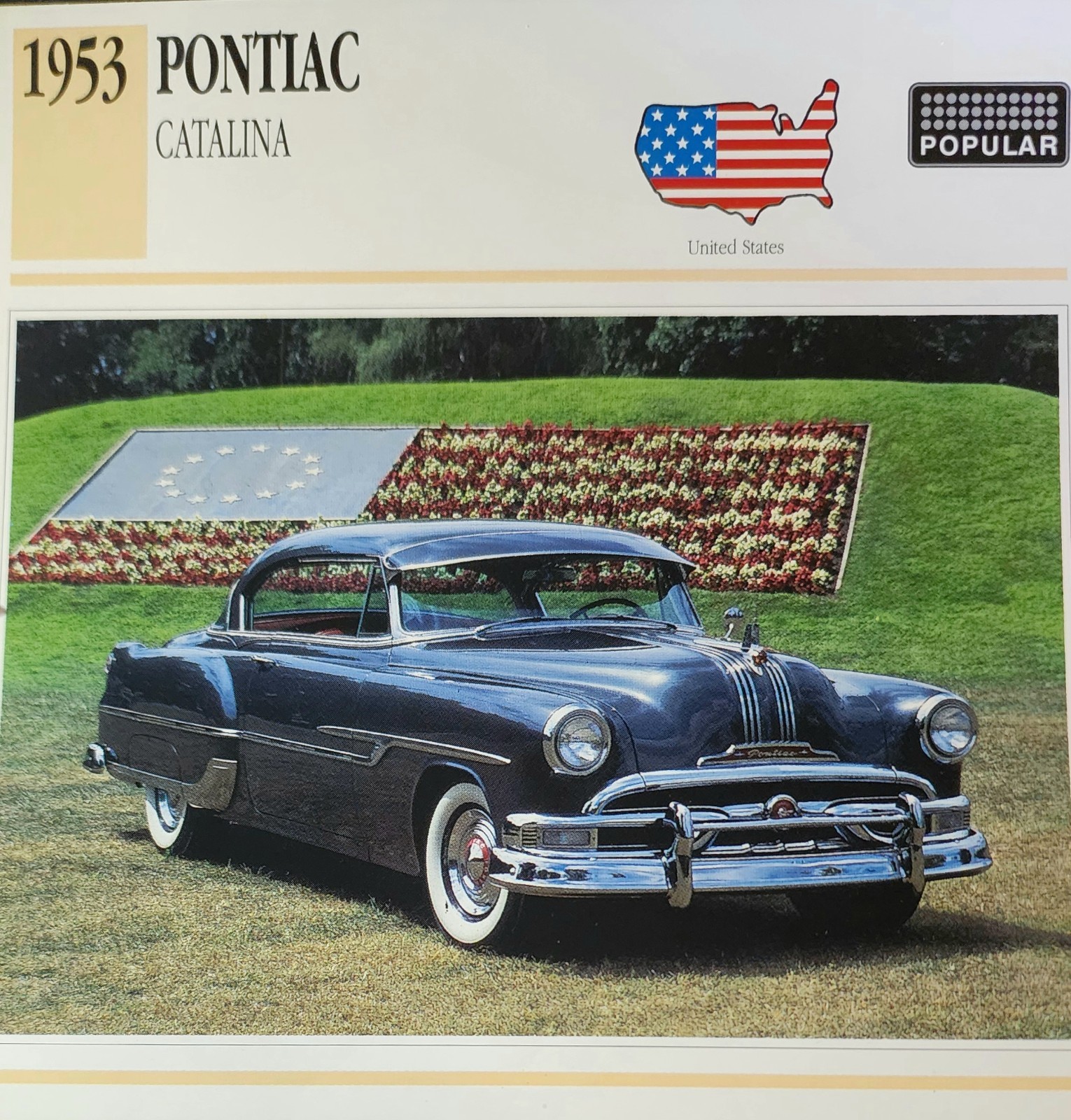 Pontiac Catalina Car Picture Spec Info Collector Card Vintage Retro Decor