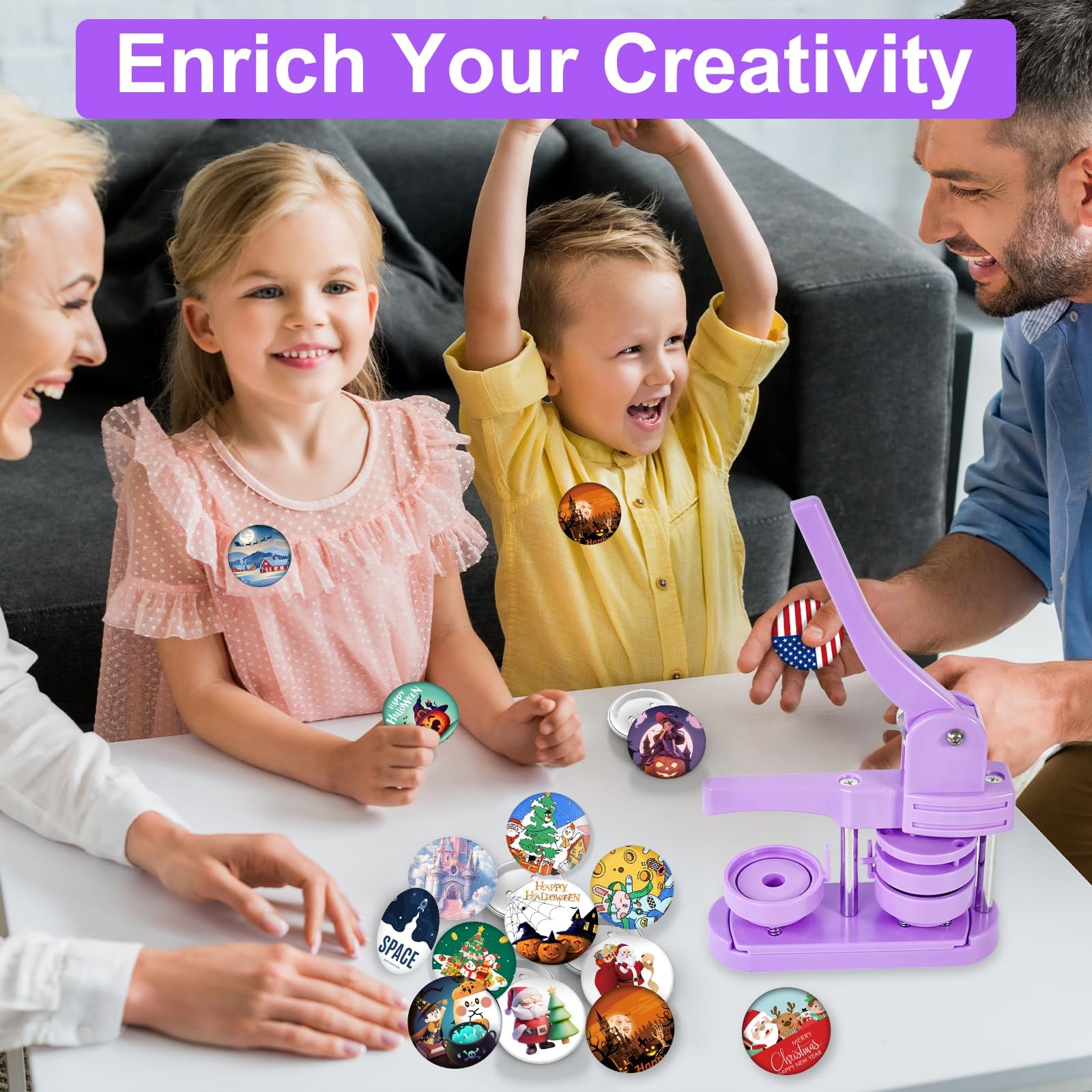 Button Maker Machine 2.25in 58mm - Button Pin Maker Machine Kit for DIY Gifts...