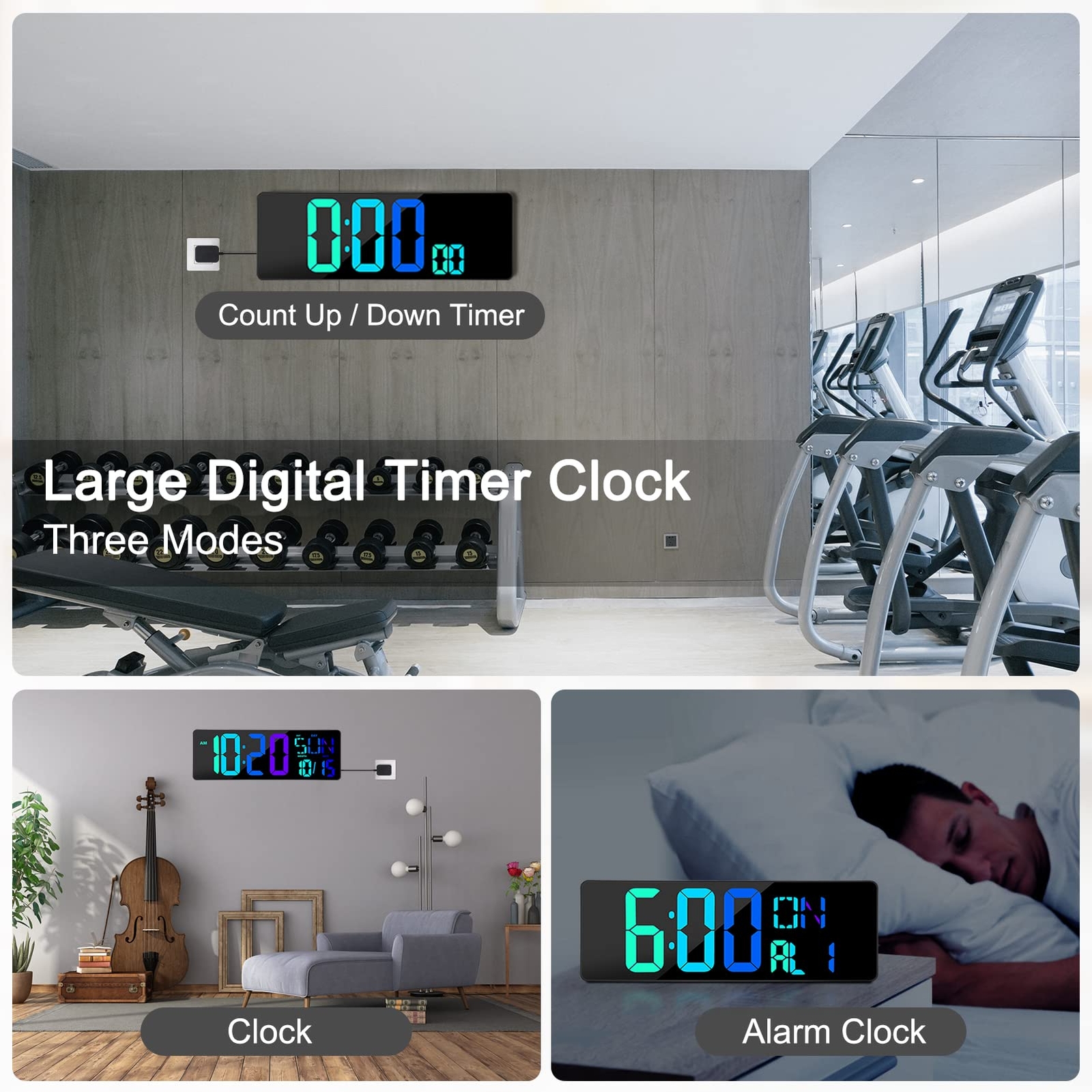 Large Digital Wall Clock with Remote Control 17 Inch LED Large Display Count ...