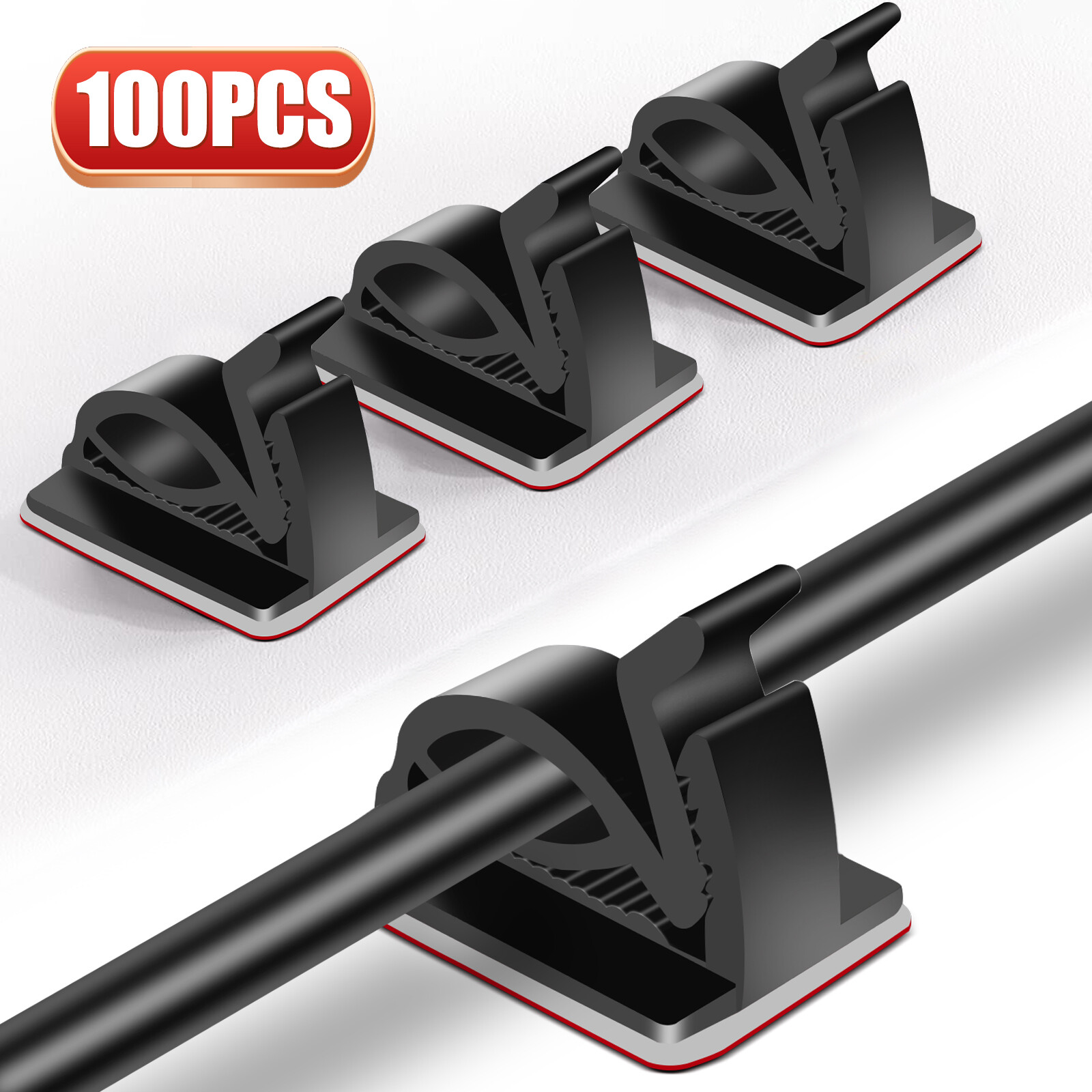 100PCS Cable Clips Self-Adhesive Hooks Wire Cord Manage Holder Organizer Clamps
