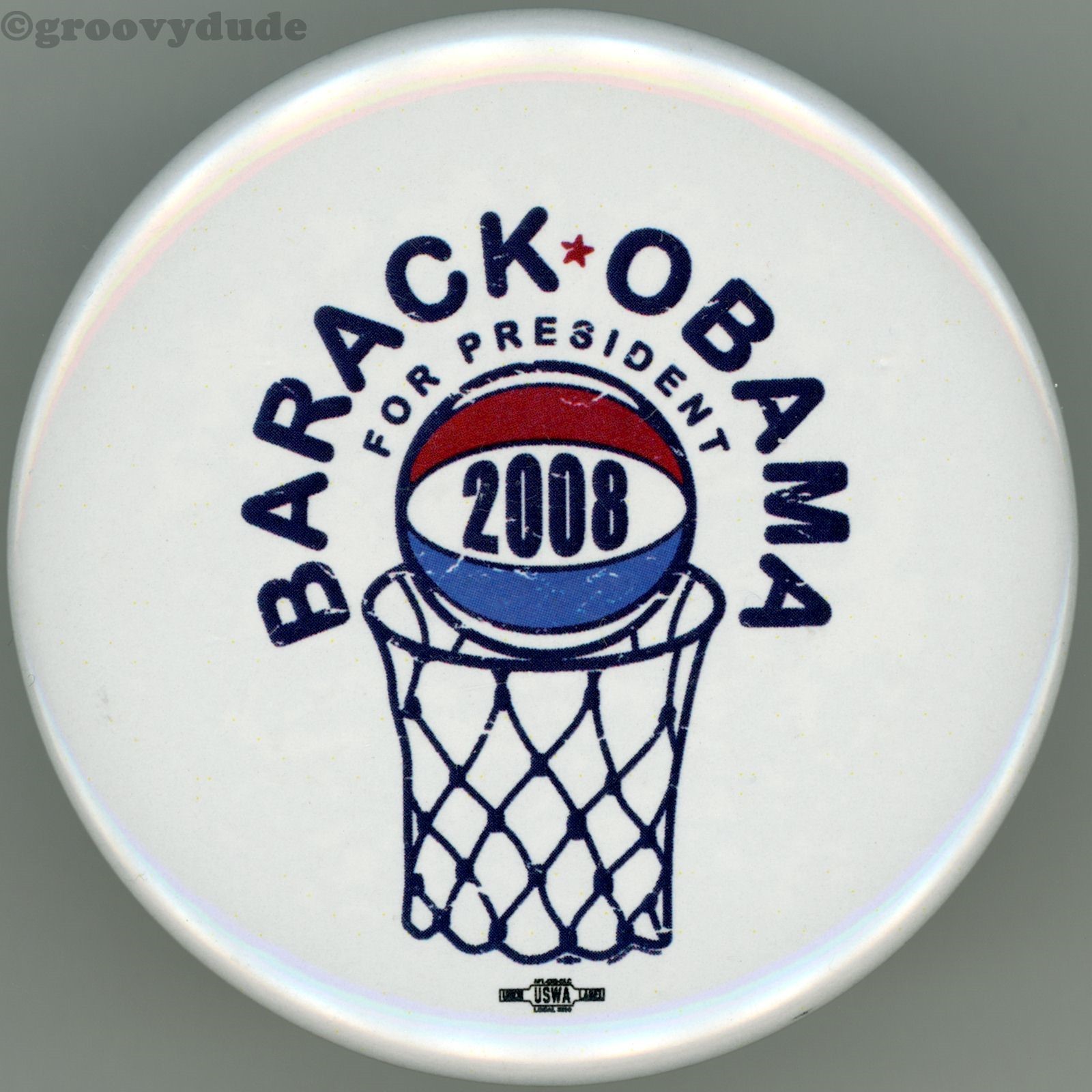 Barack Obama 2008 For President Basketball Campaign 2-1/4" Cello Pinback Button