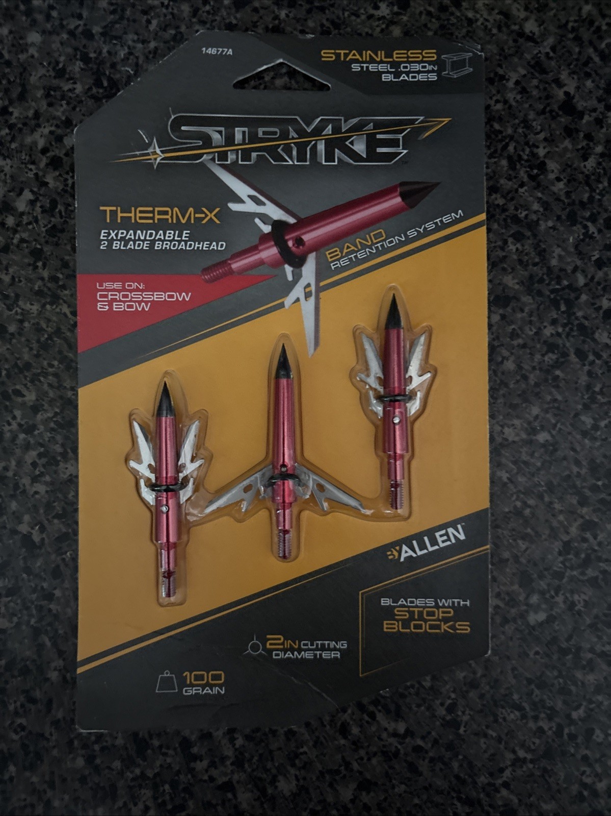 Allen Stryke Therm-X 100 Grain Expandable 2 Blade 2" Broadhead Stainless Arrow