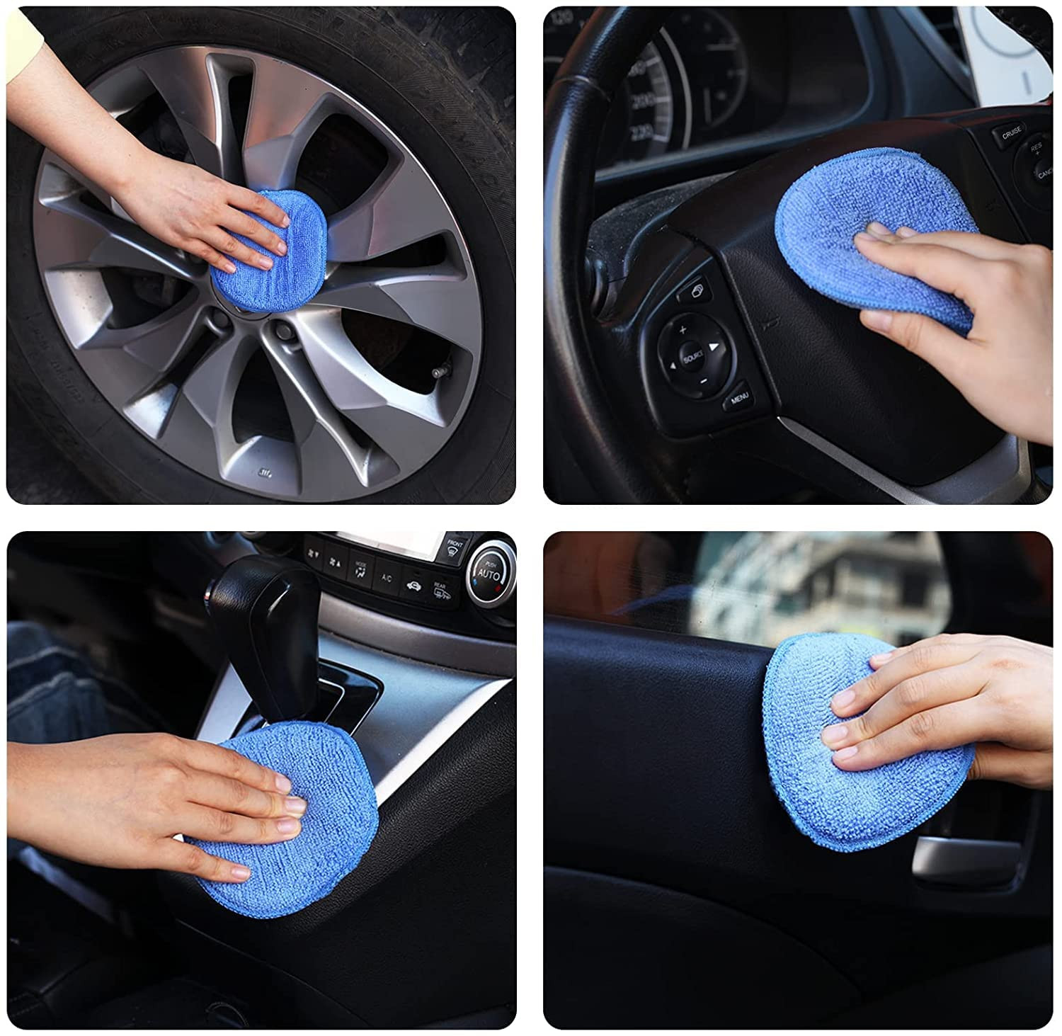 6 Pack Microfiber Wax Applicator Pads 5" Diameter Polishing Foam