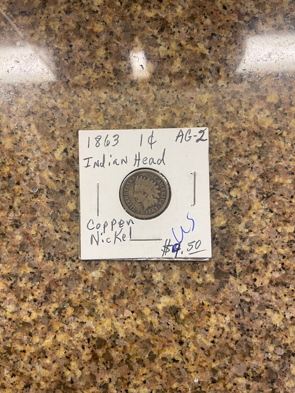 1863 1C Indian Cent Copper Nickel About Good