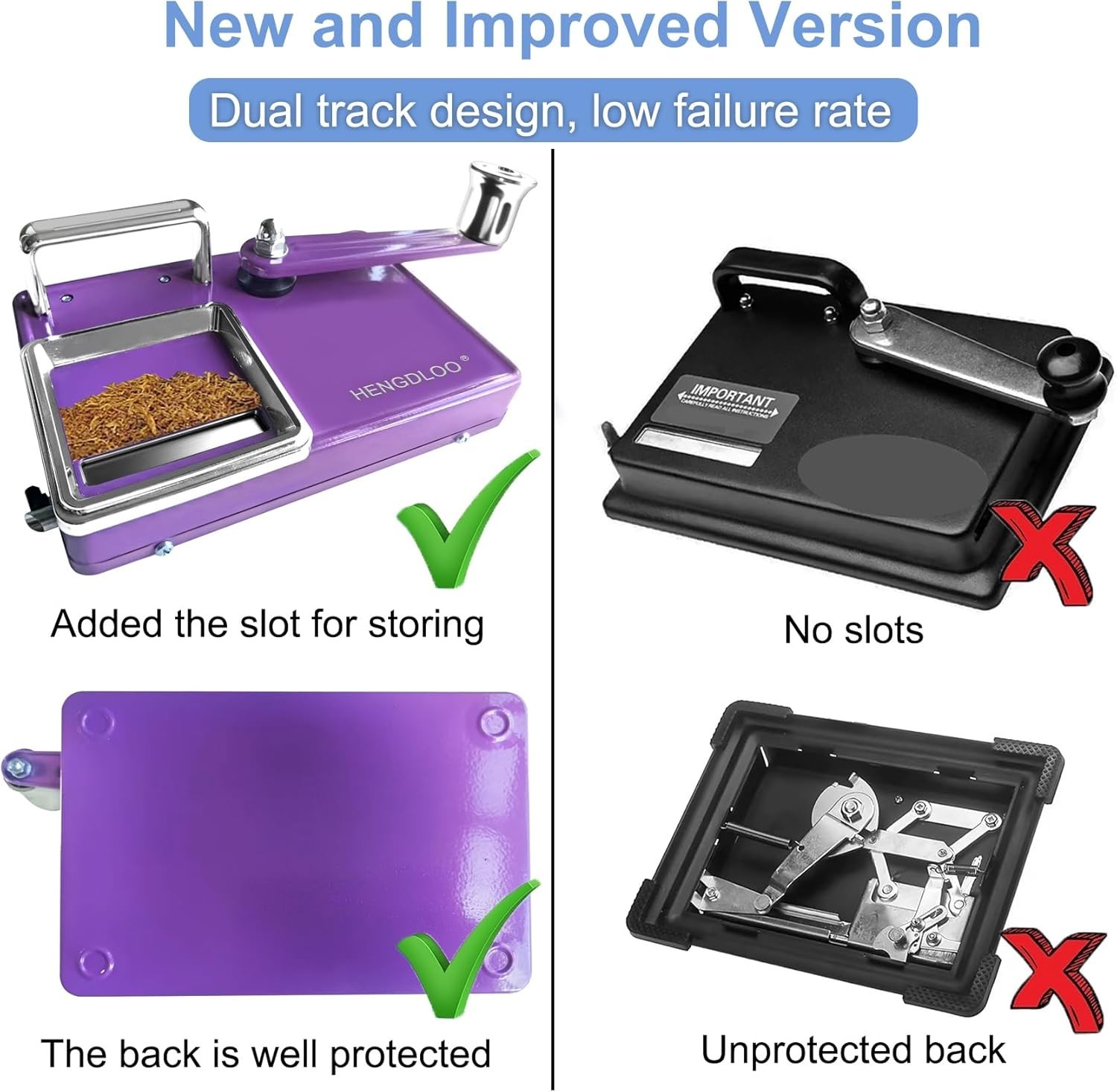 Compact Purple Cigarette Rolling Machine, Manual Design for Effortless Rolling