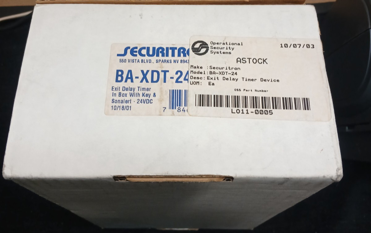 Securitron Ba-Xdt-24 Exit Delay Timer, Protective, Metal New open box