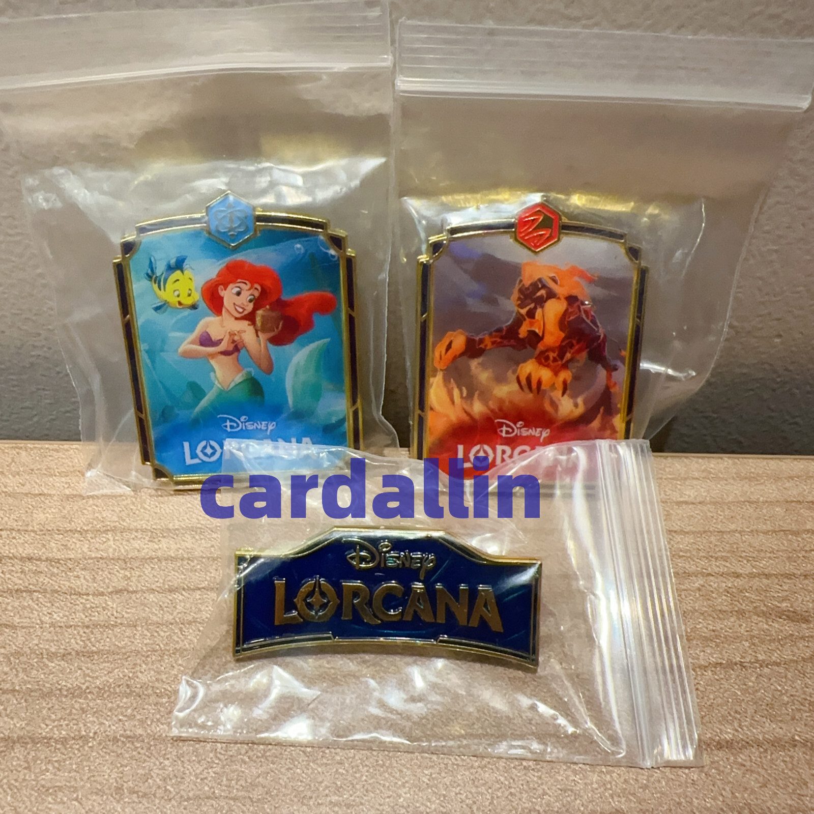2025 Lorcana Disney chinese tcg game promo logo badge ariel lion king logo 3pcs