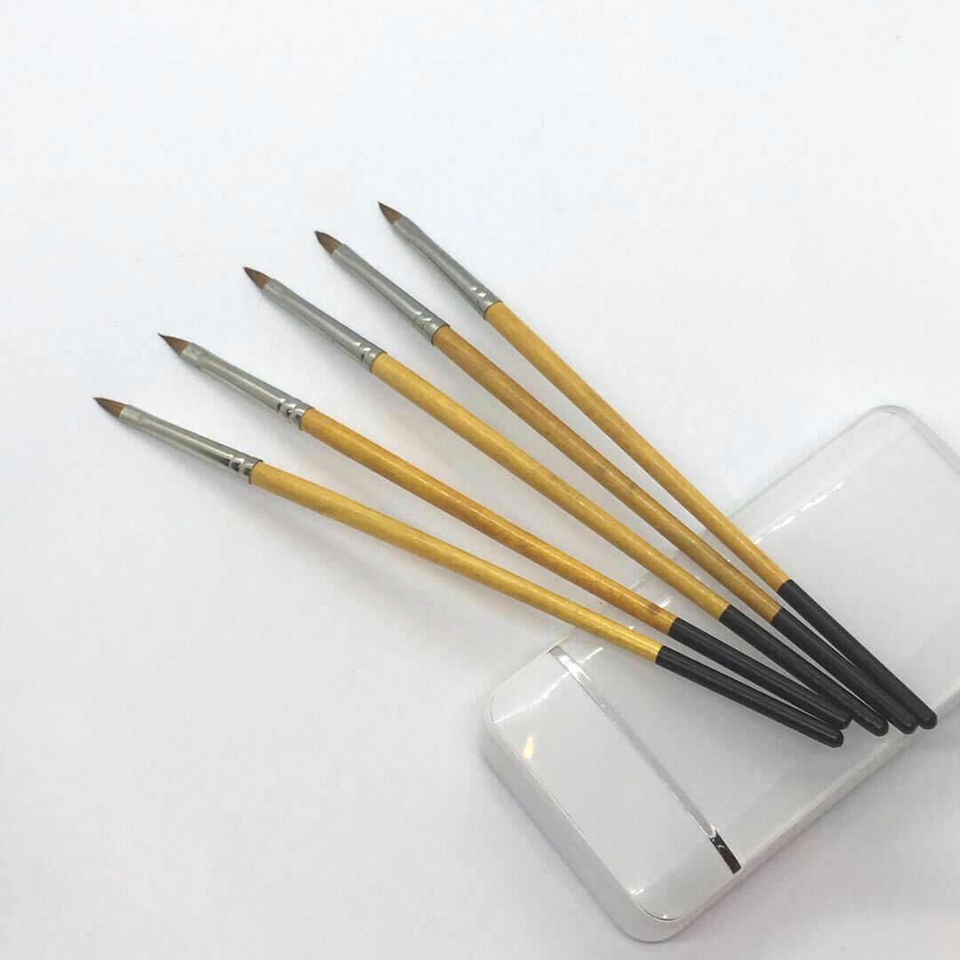 XDT Triangular Tip Nail Art Brush 5pc Set #000 Pure Kolinsky Sable Micro Detail