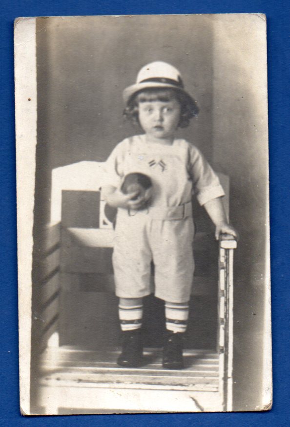 GIRL AND TOY ball VINTAGE PHOTO POSTCARD 661