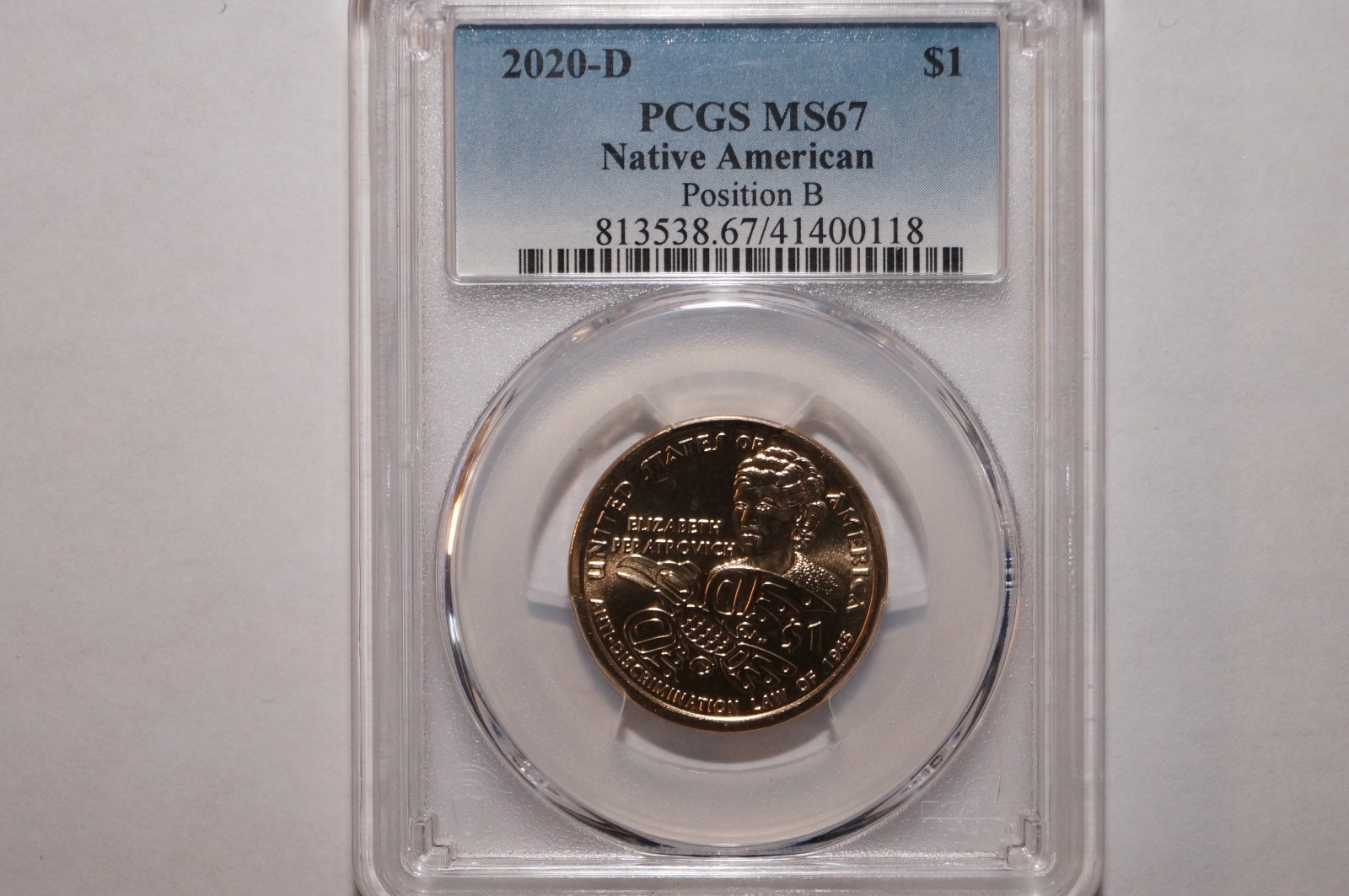 2020-D NATIVE AMERICAN DOLLAR POSITION B GRADED PCGS MS67