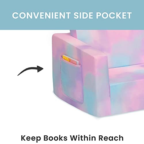 Cozee Flip-Out Chair - 2-in-1 Convertible Chair to Lounger for Kids Pink Tie Dye