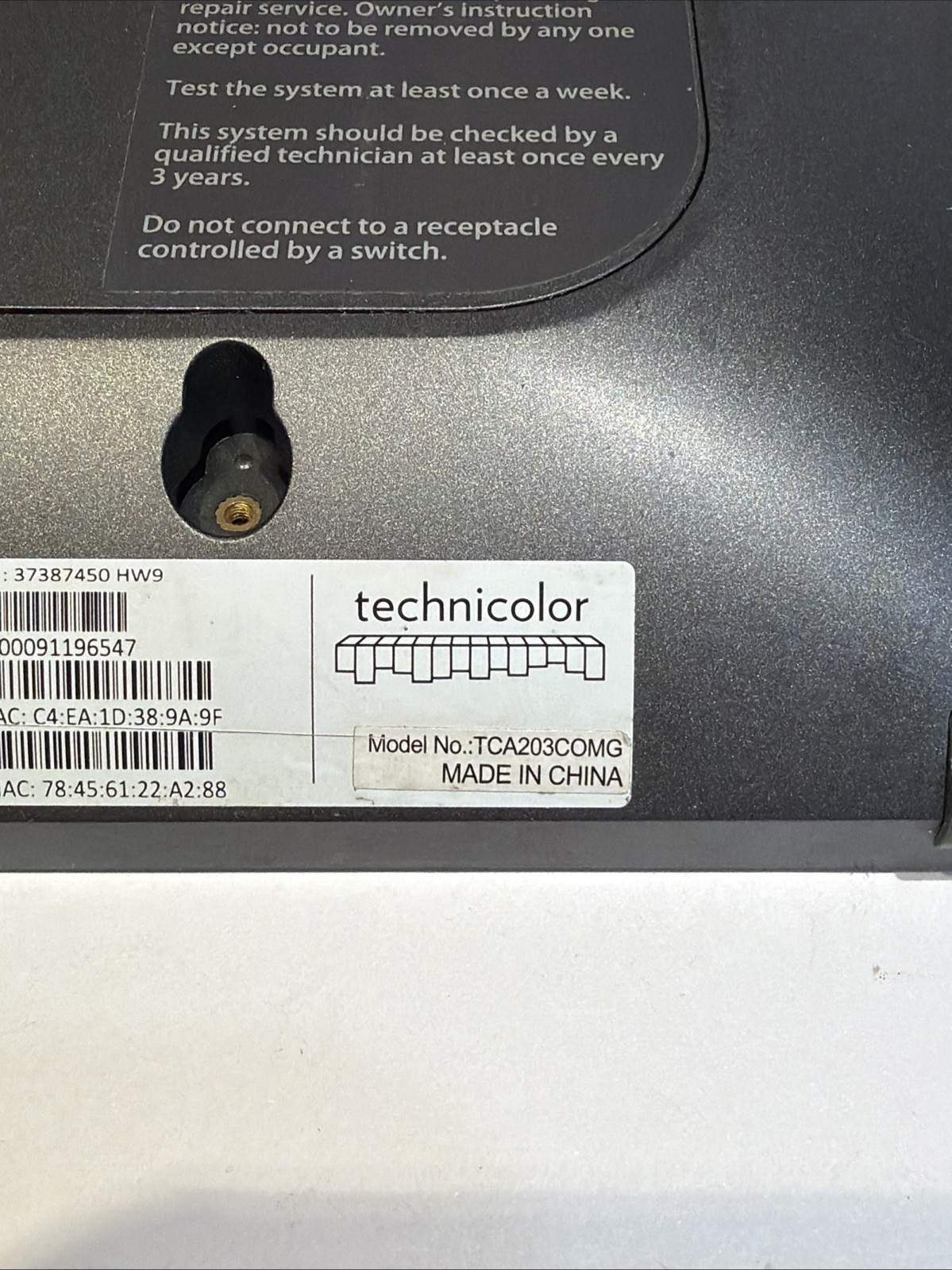 Xfinity Home Touchscreen Controller Model TCA203COMG Intertek 400367