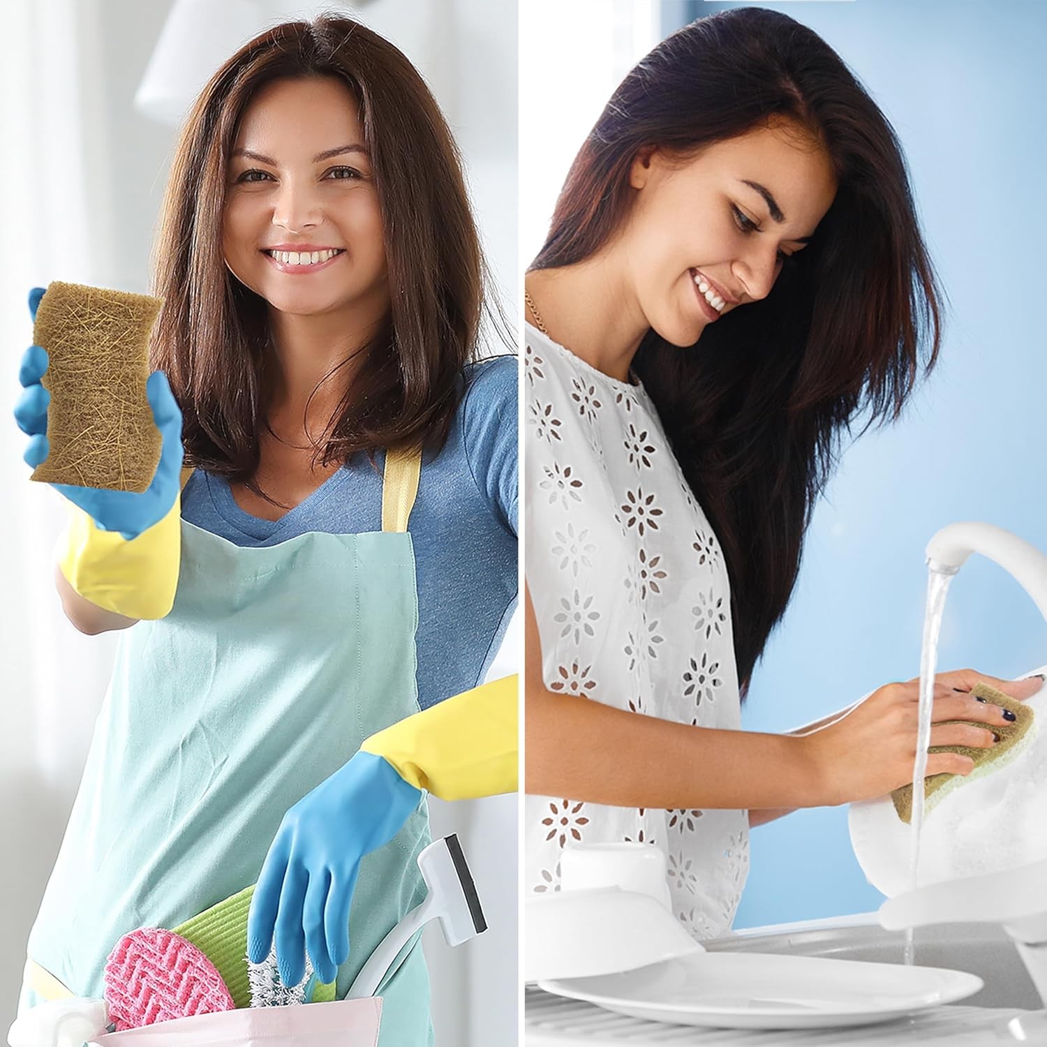 Biodegradable Natural Kitchen Sponge - Compostable Cellulose and Coconut Walnut