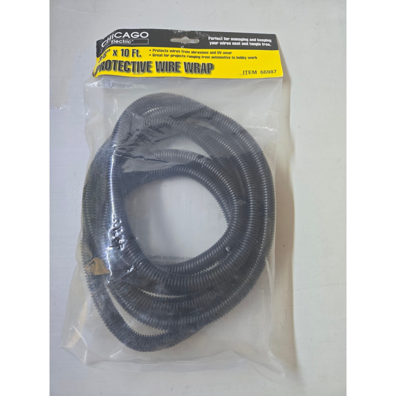Chicago Electric 3/8 Inch X 10 Foot Protective Wire Wrap Cable Management