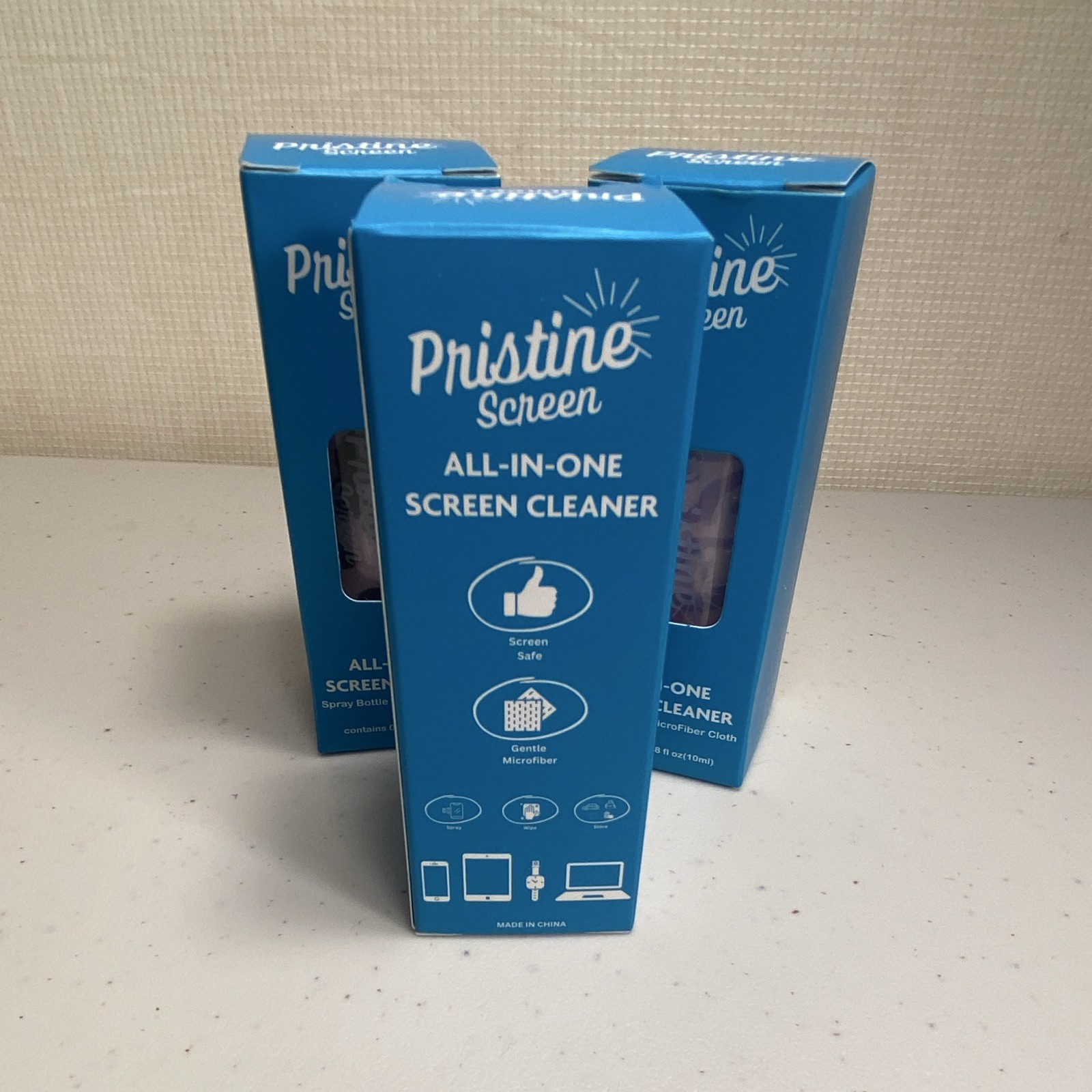 Pristine Electronics Screen Cleaner Spray Bottle+ Microfiber Cloth 10ml set of 3