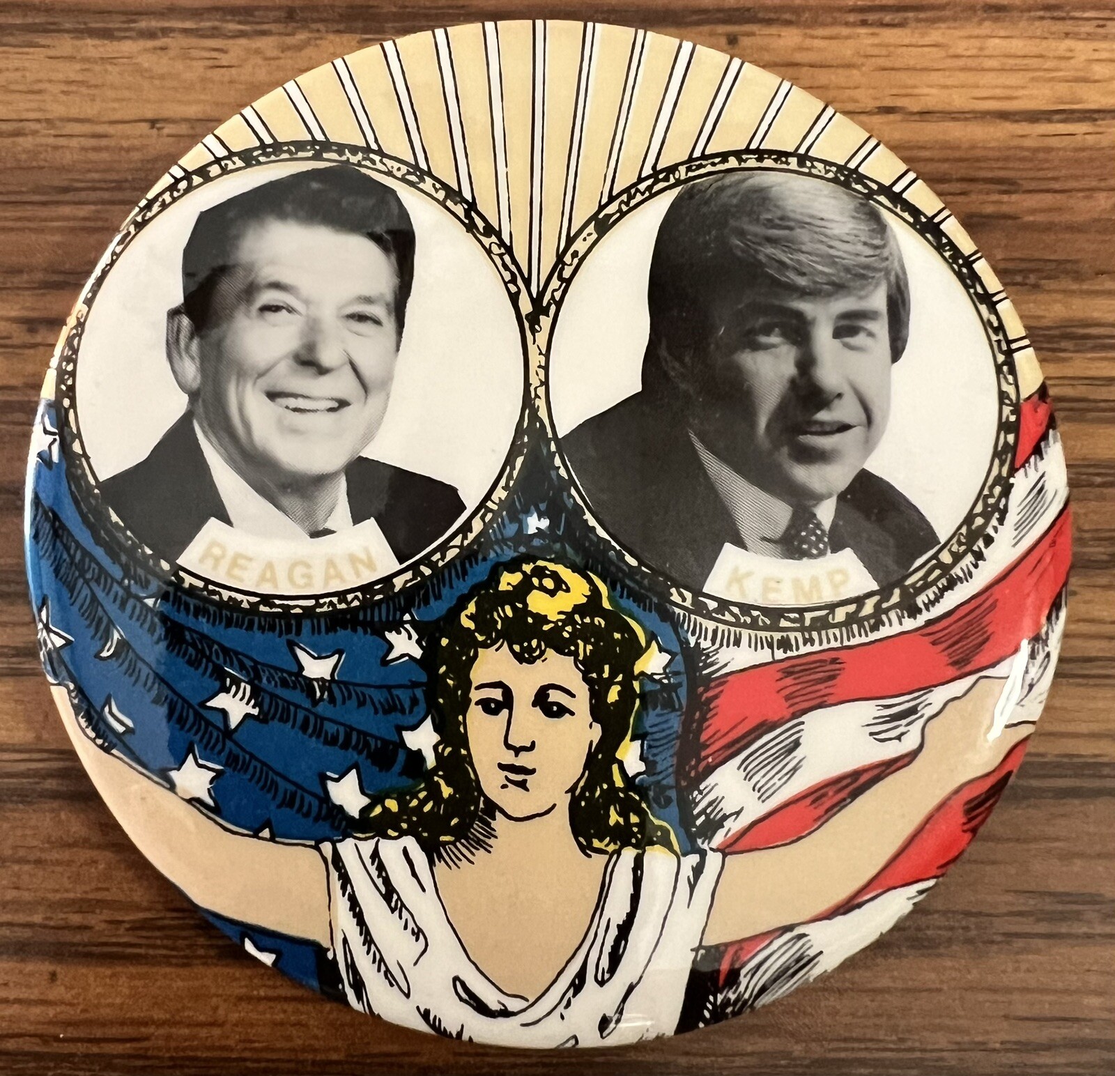 1980 3" RONALD REAGAN/JACK KEMP RNC "HOPEFUL" JUGATE PIN BACK USED