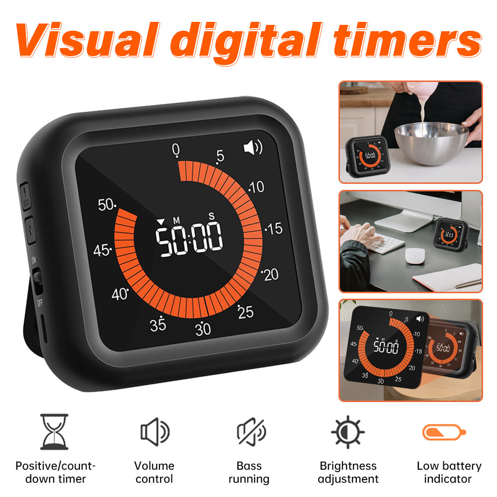 Visual Timer for Kids, 60 Minute Countdown Clock Classroom Study Kitchen Timer