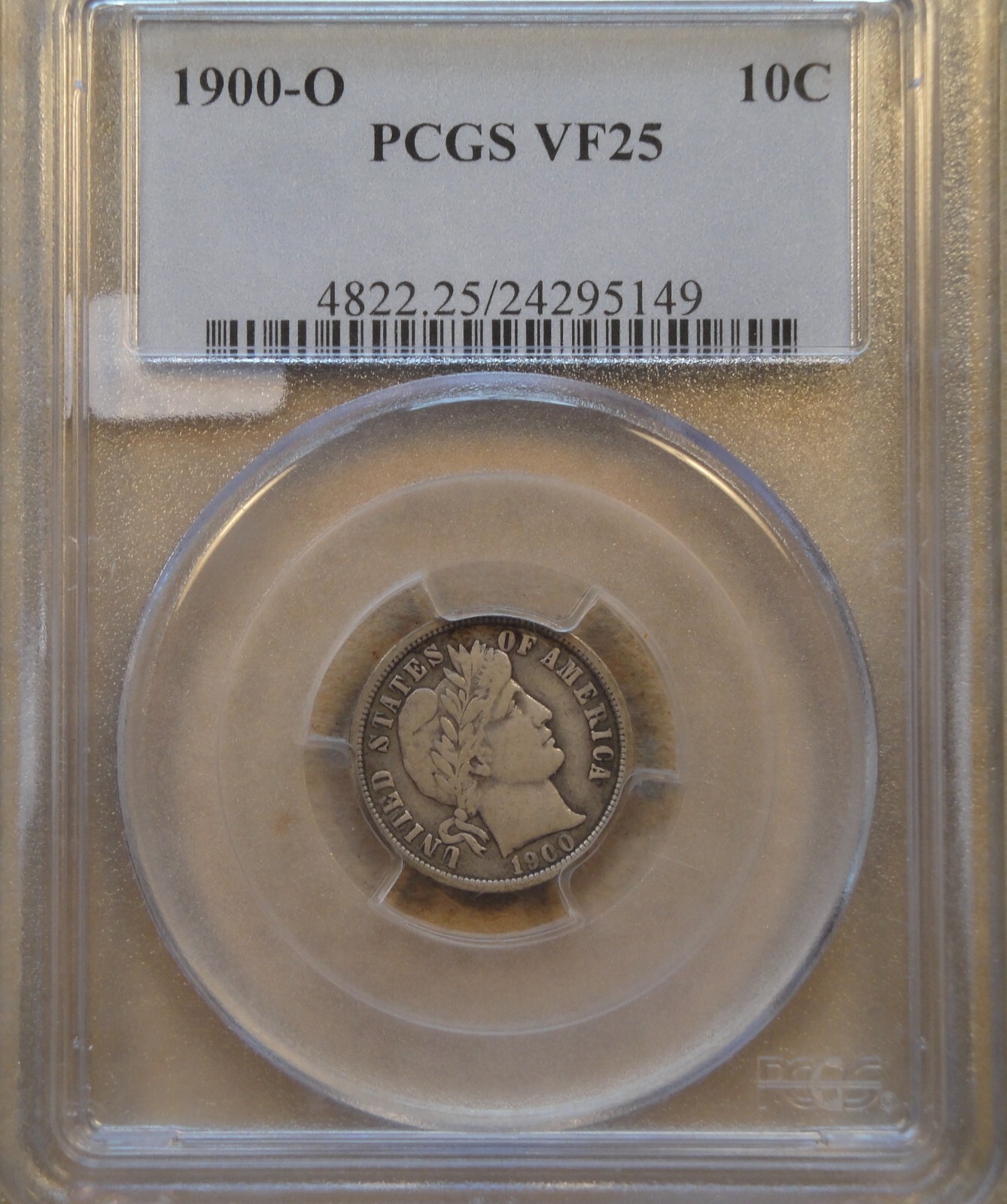 1900-O Barber Dime 10c PCGS Certified VF25