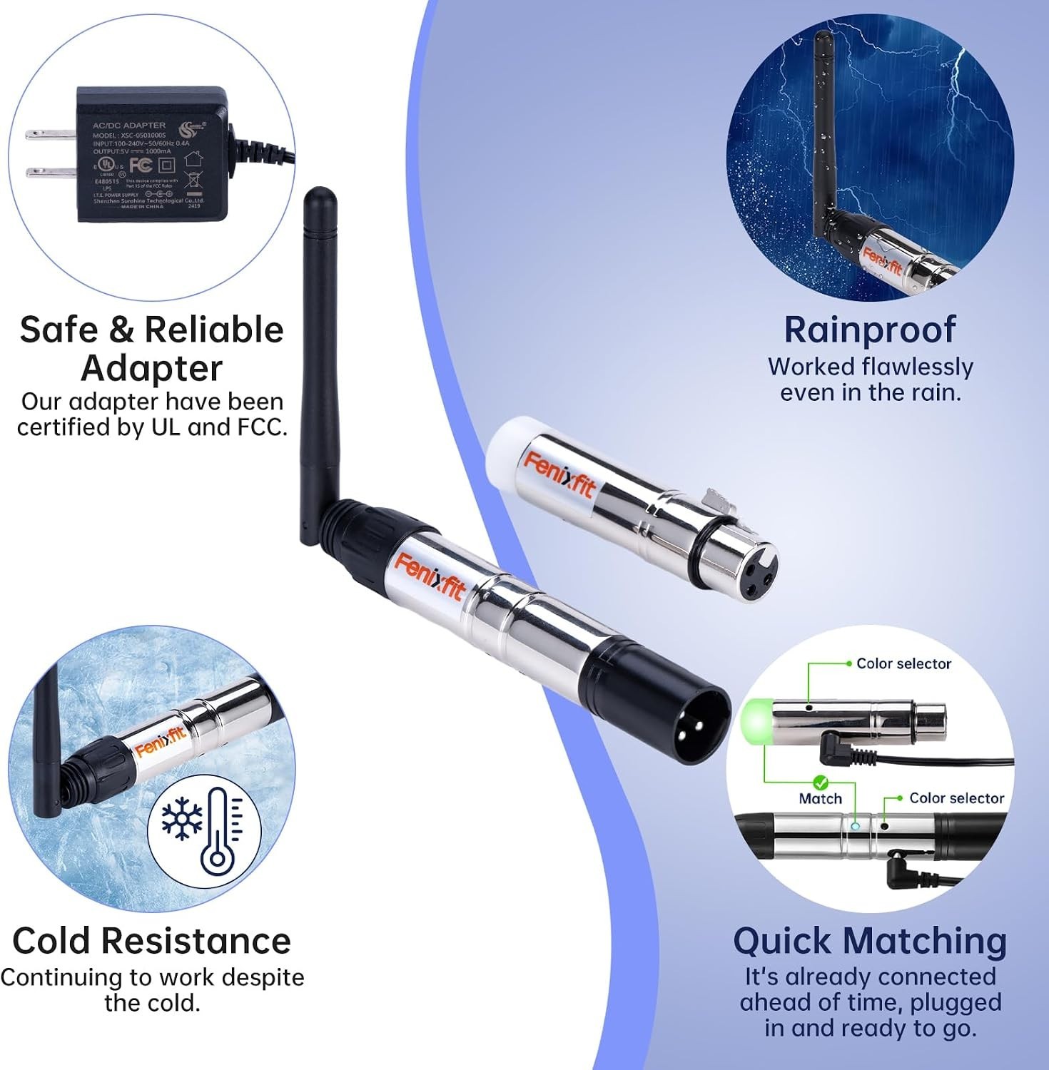 Reliable Weather-Resistant Wireless DMX Transmitter & 7 Receivers - DJ Essential