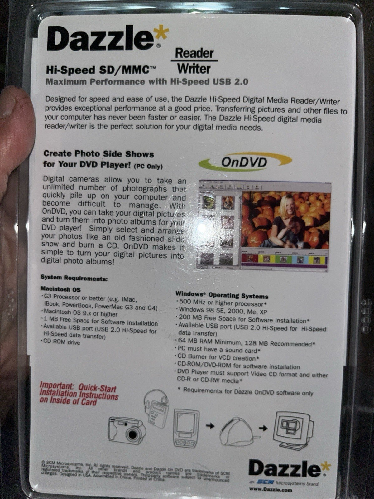 DAZZLE Reader Writer New Hi-Speed USB 2.0 SD/MMC VR