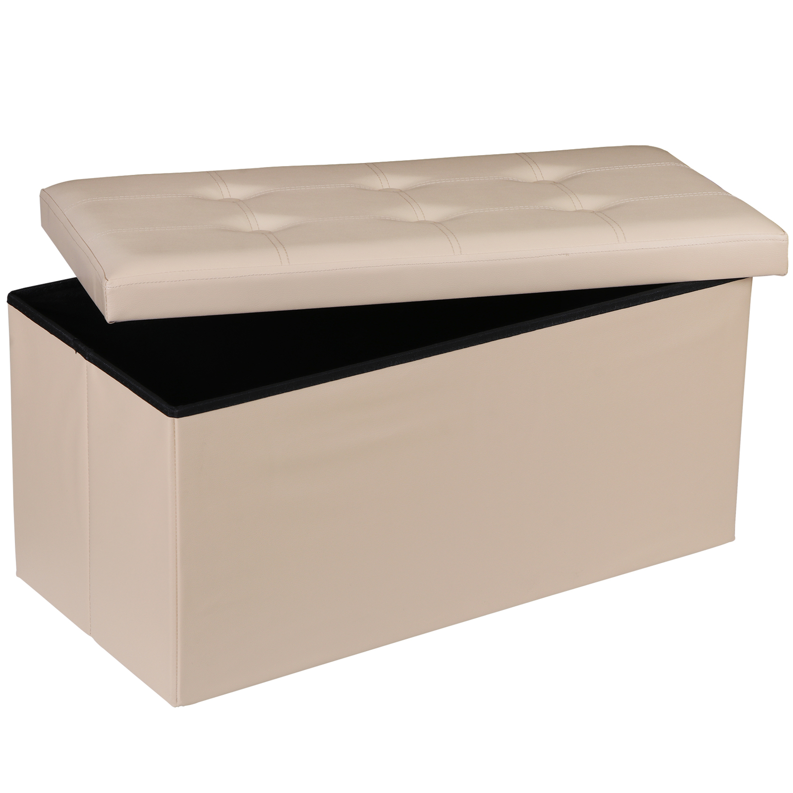 30'' Folding Ottoman Rectangular Footrest Storage Chest with Faux Leather Lid