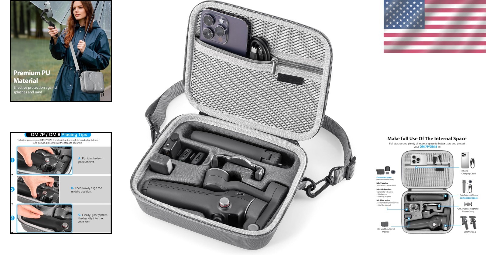 Lightweight & Durable Case for DJI Osmo Mobile 7/8 Gimbal - Large Capacity