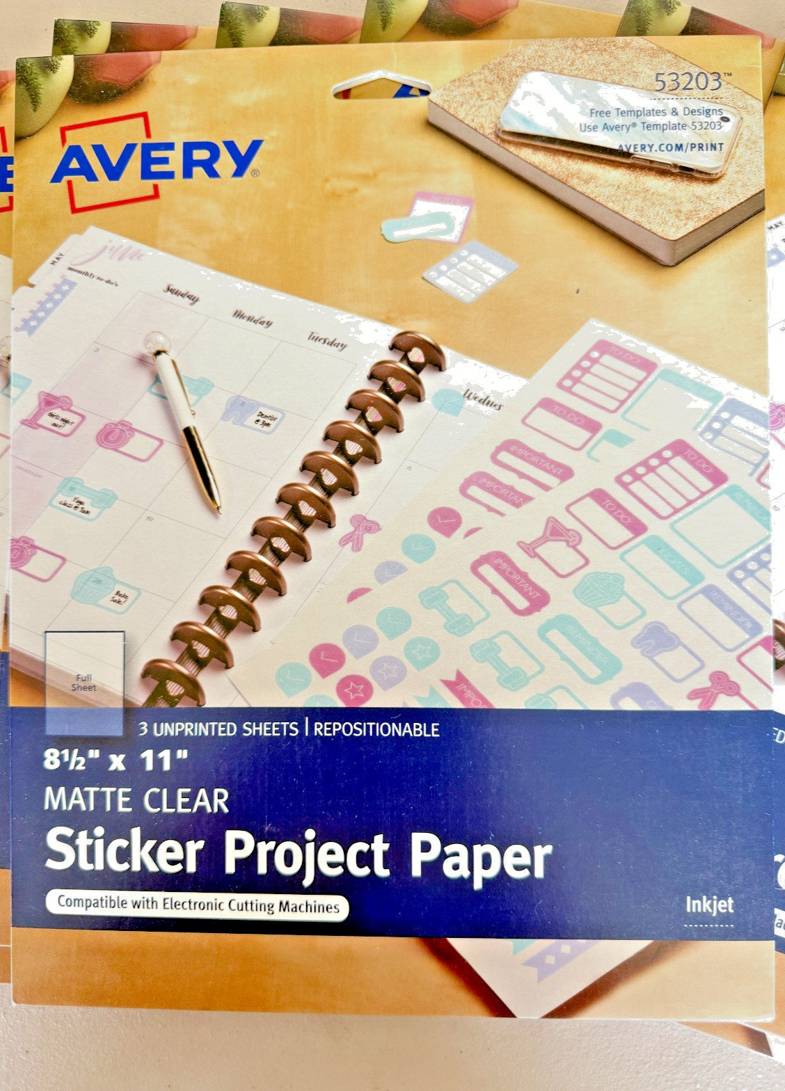 Avery Sticker Project Paper – Matte Clear (8.5" x 11") – Lot of 8 Packs