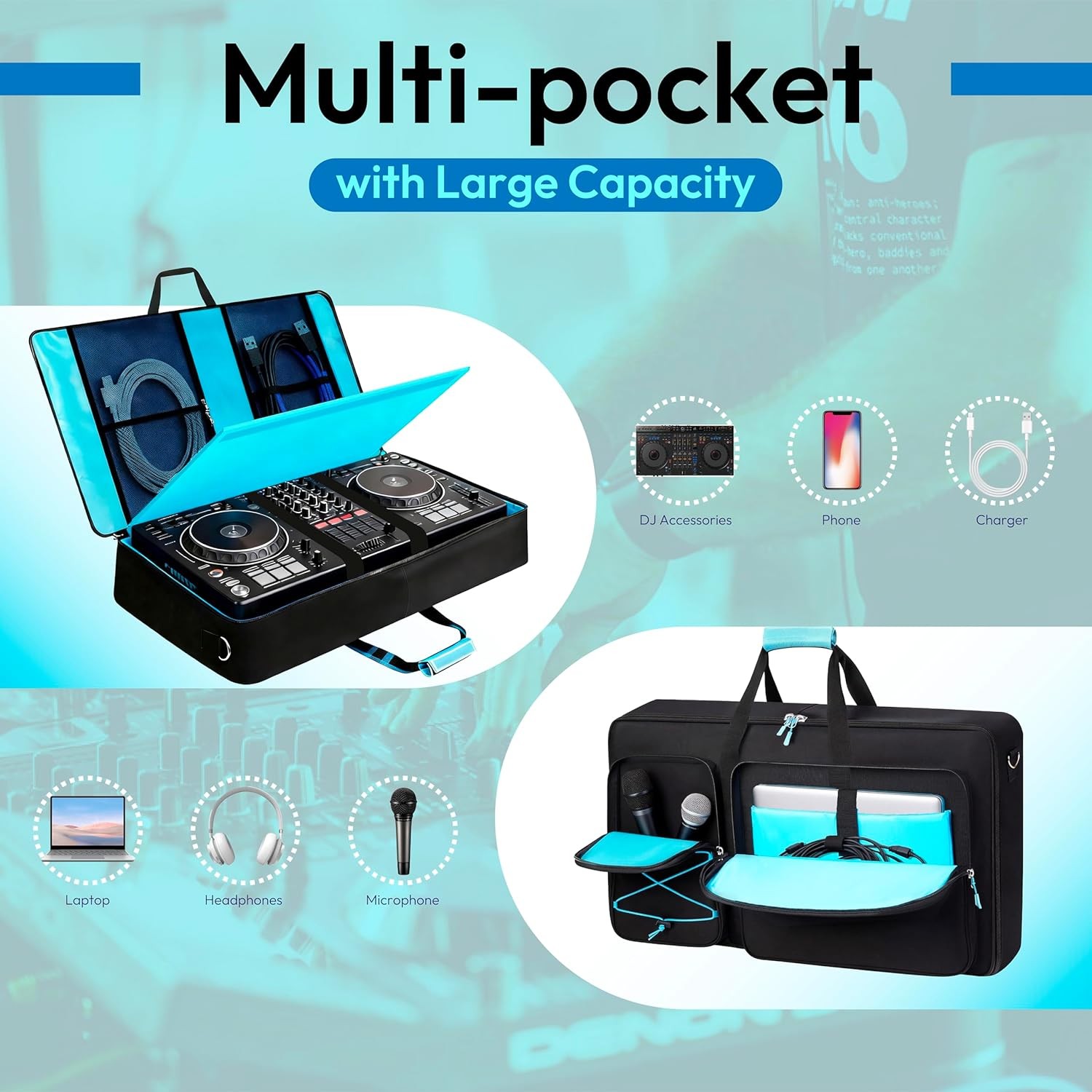 DJ Controller Case Compatible with DDJ-FLX10/ DDJ-GRV6/ REV5/ REV7/ SC LIVE 4/10