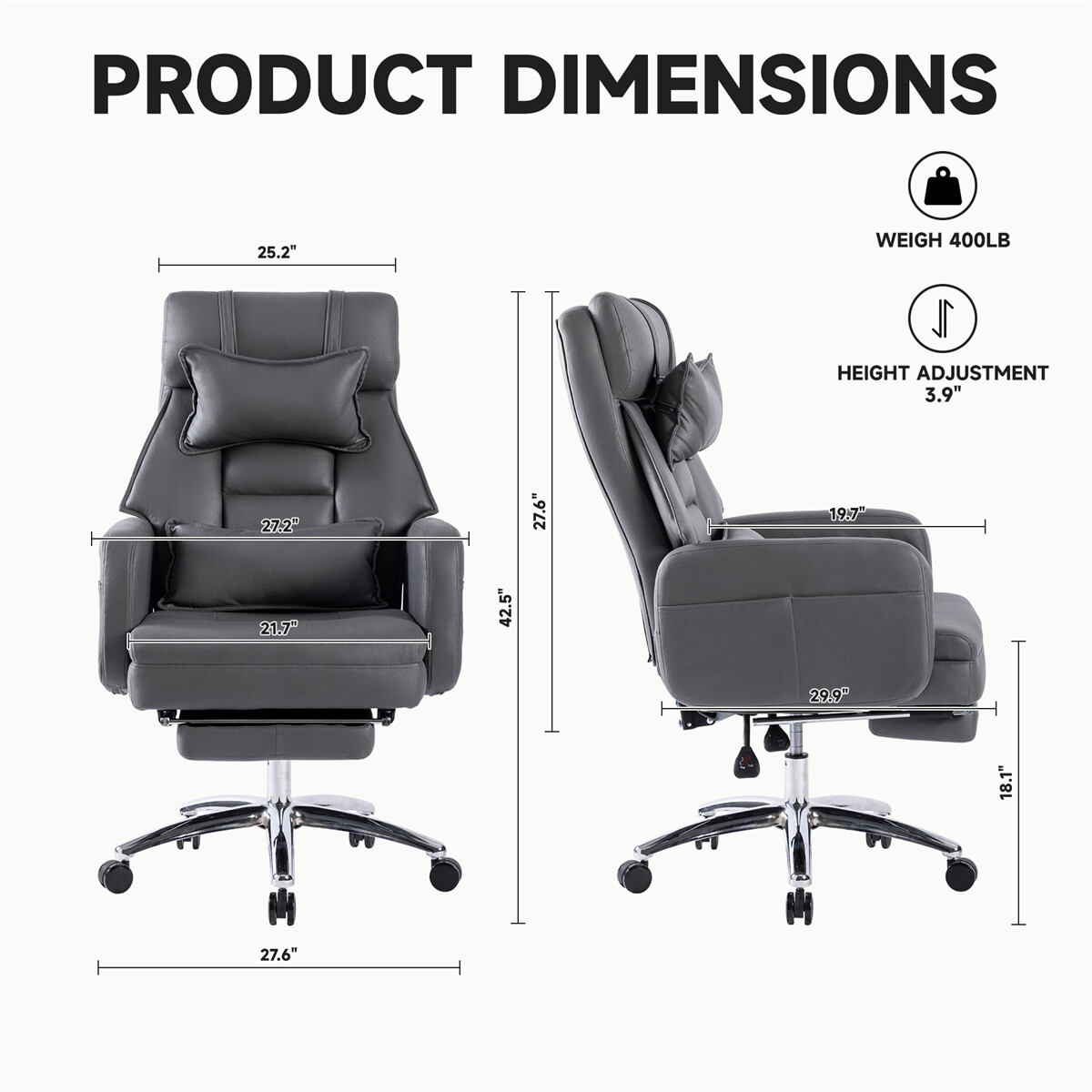 Swivel Ergonomic Office Chair Technology Leather High Back Office Chair Headrest