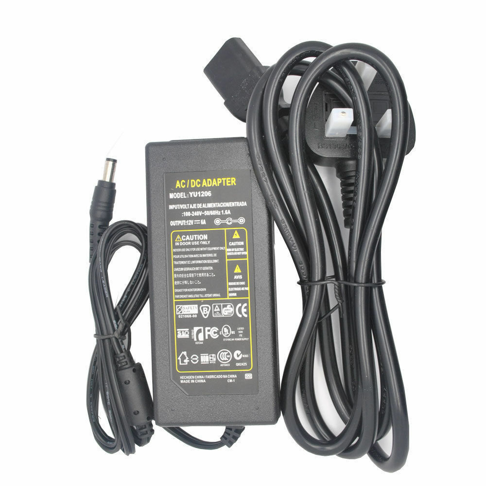Jndee 12V 6A DC Power Supply Transformer LED Strip Adapter, TVCC IN Box