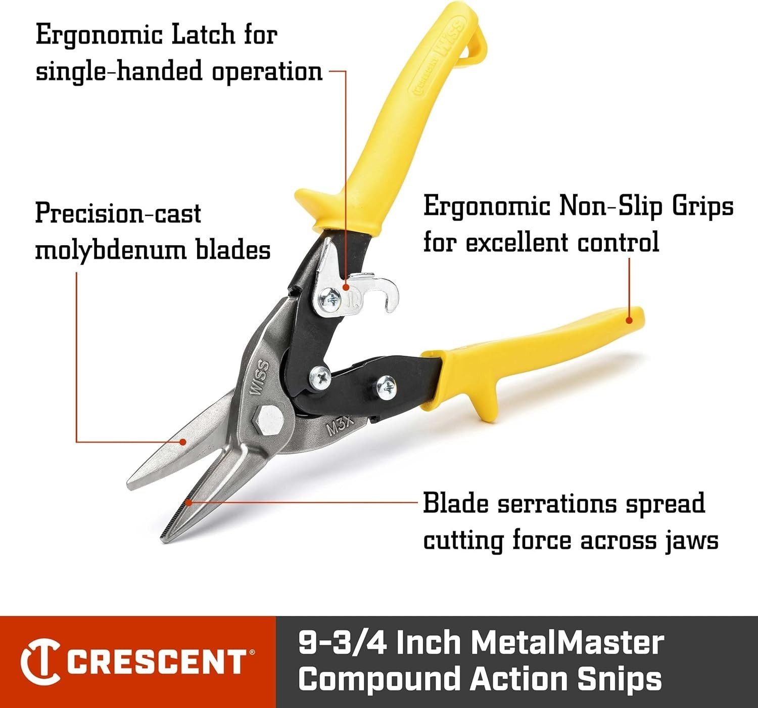 Durable 9.75 Inch MetalMaster Snips with Polished Finish for Precision Cuts