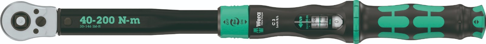 Wera Click-Torque Lock C 3 R/L Torque Wrench 40 - 200 Nm 1/2" Drive 05075695001