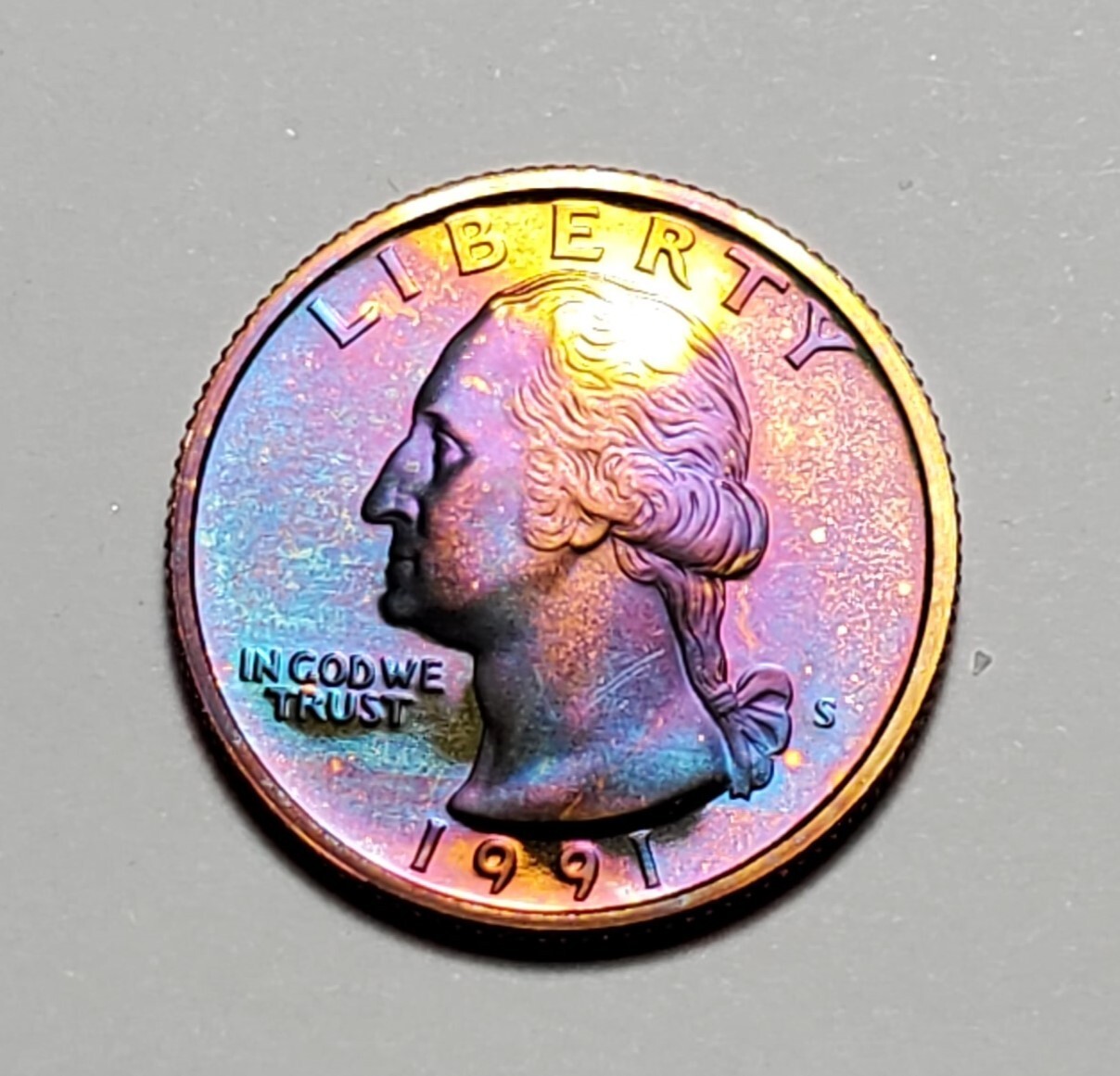 TONED 1991 S WASHINGTON QUARTER PROOF UNC #C1783