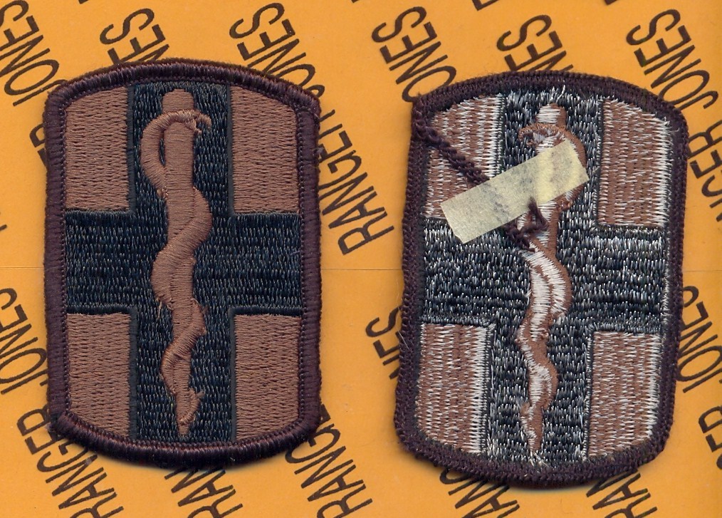 US Army 1st Medical Brigade OD Green & Black BDU ~3" uniform patch m/e