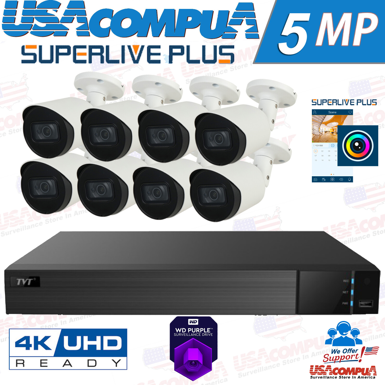 SUPERLIVEPLUSS  Security Cameras System  Bullet 5MP Analog 8CH DVR CCTV
