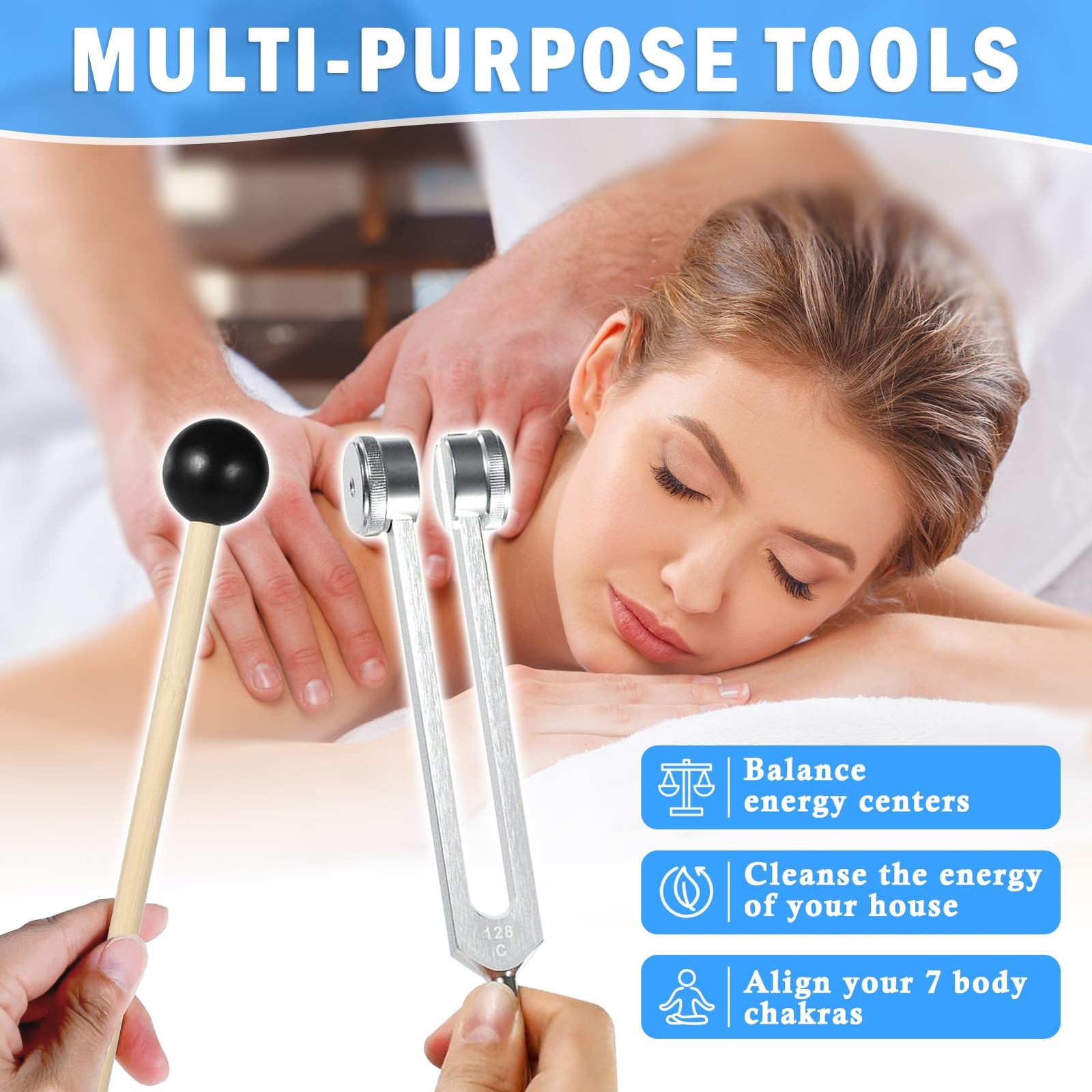 Tuning Fork Set (128Hz, 256Hz, 512Hz) of 3, Weighted & Unweighted Aluminum Fo...
