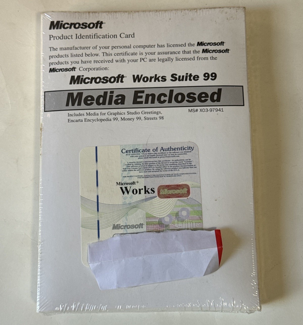 Microsoft Works Suite 99 w/ Certificate of Authenticity : NEW & Sealed