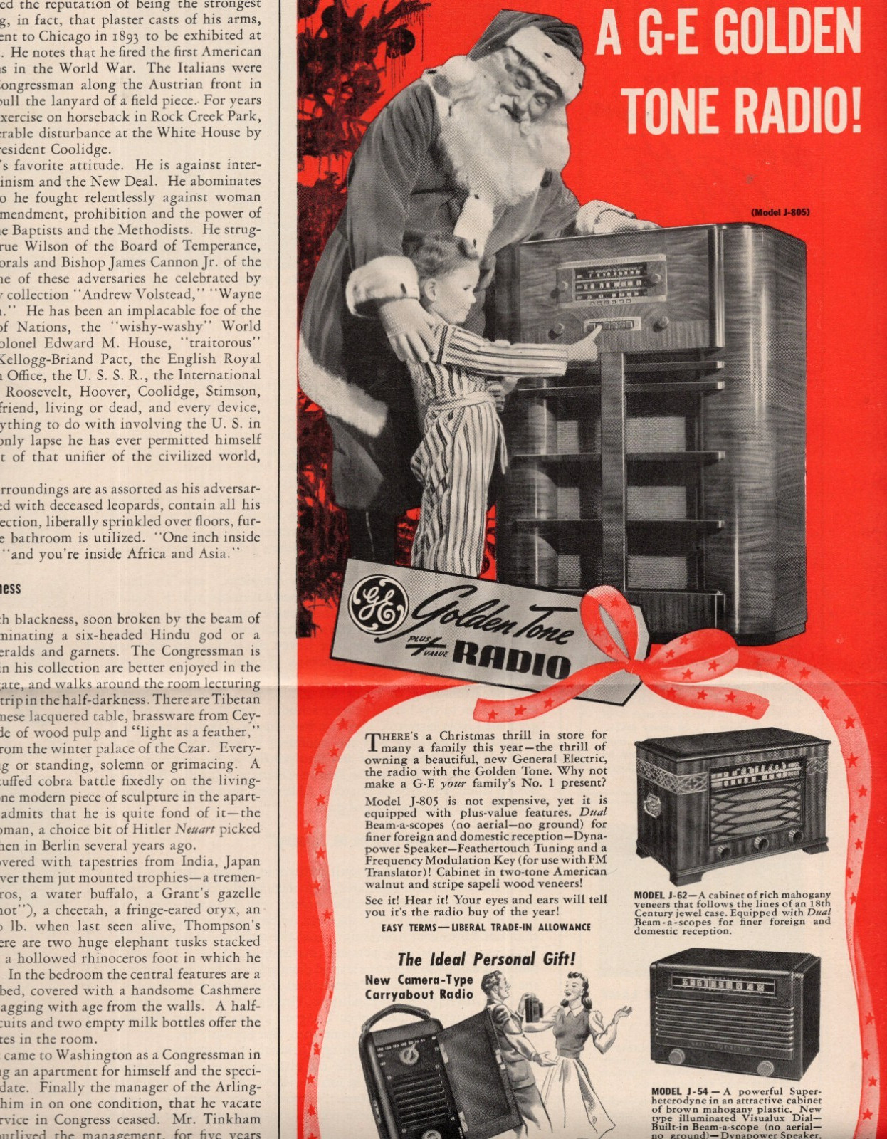 Santa Claus Christmas Ad Magazine Photo Clipping 1 Page C1354