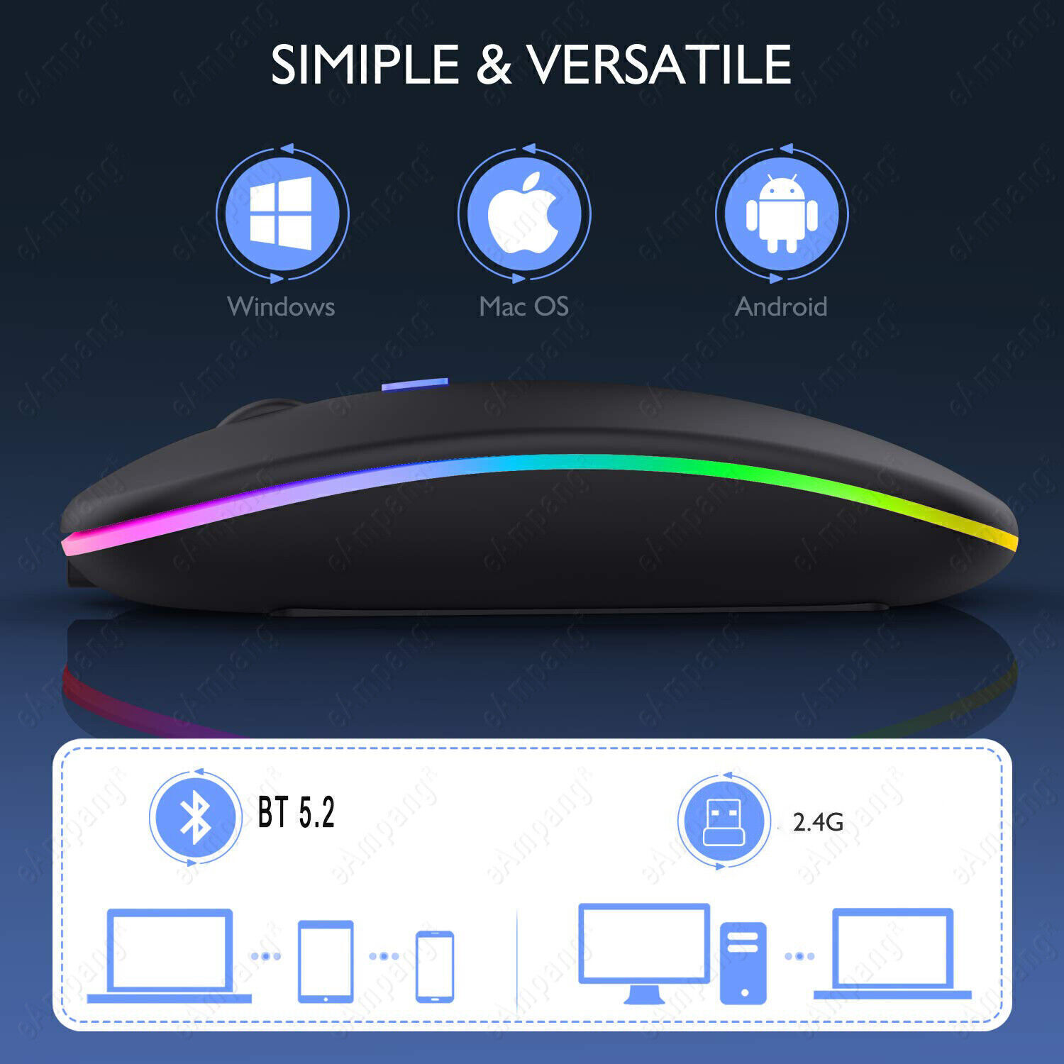 Rechargeable Backlit Bluetooth Touchpad Keyboard Mouse For Android IOS Tablet PC