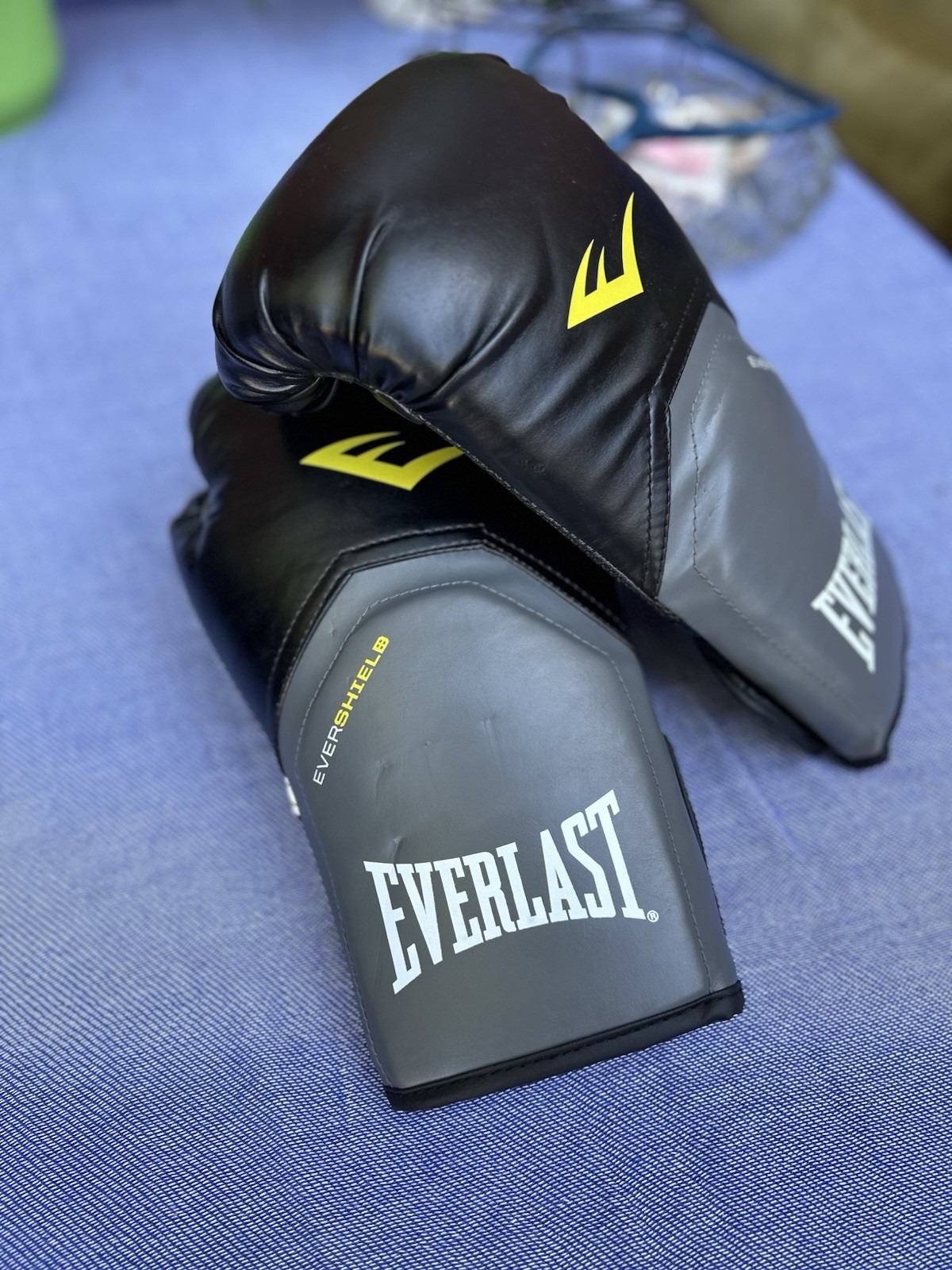 Everlast Training Boxing Gloves Pro Style Elite Evershield 16 Ounces Black Gray