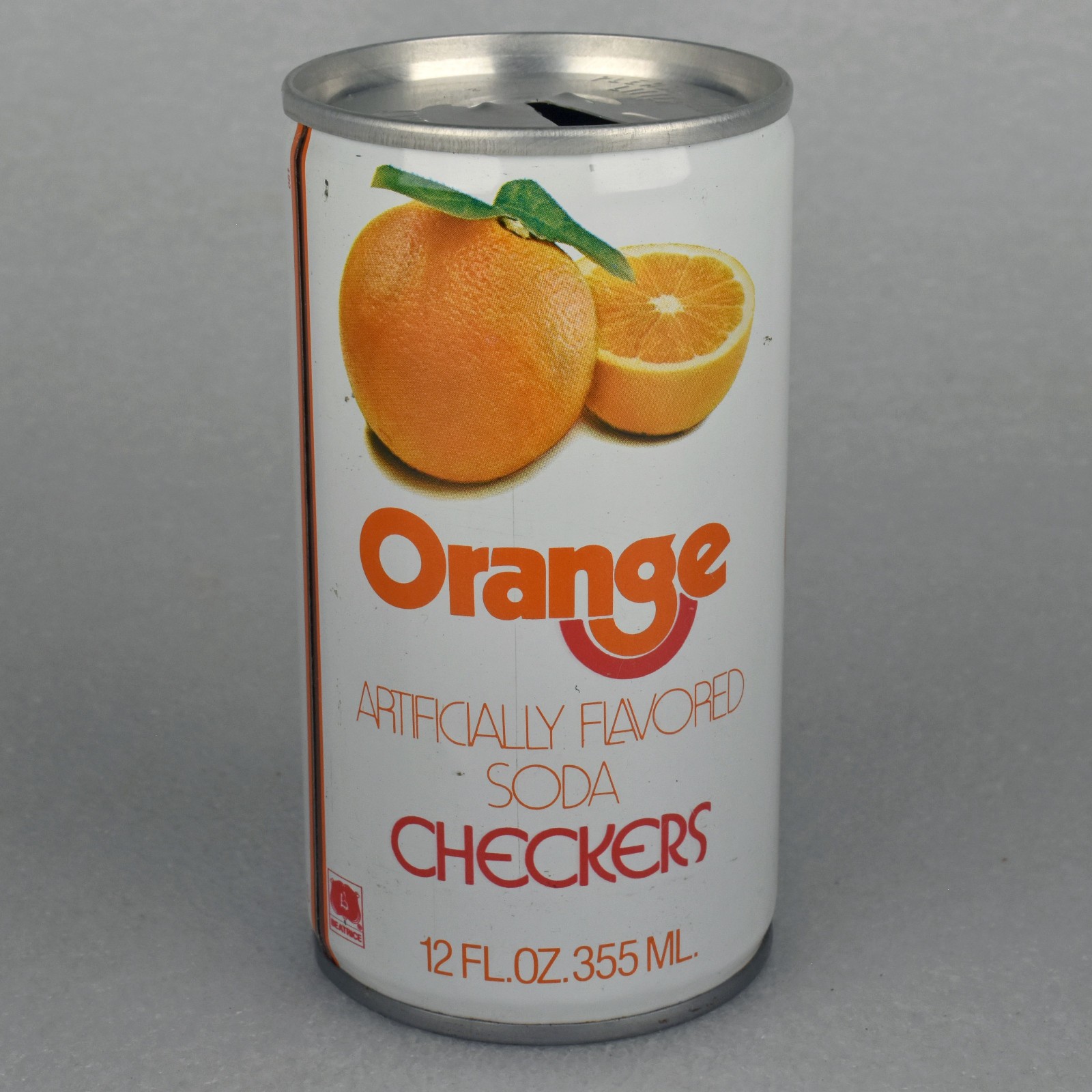 VTG 1970s Checkers Orange Soda Pop Can 12oz 355ml Steel Louisville Kentucky