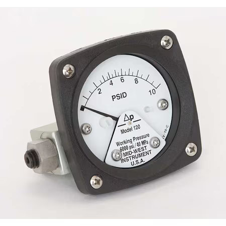 Midwest Instrument 120-Sa-00-Oo-10P Pressure Gauge, 0 To 10 Psi