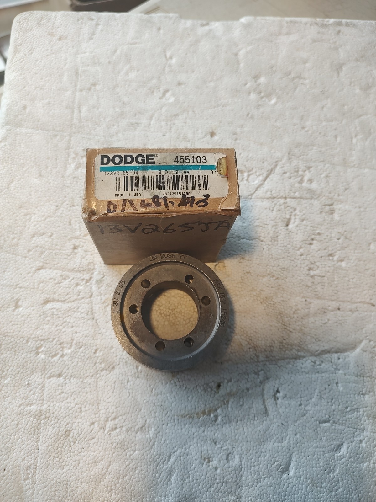 Dodge 1/3V265 JA 455103 3V Sheave Single Groove QD Bushing Style
